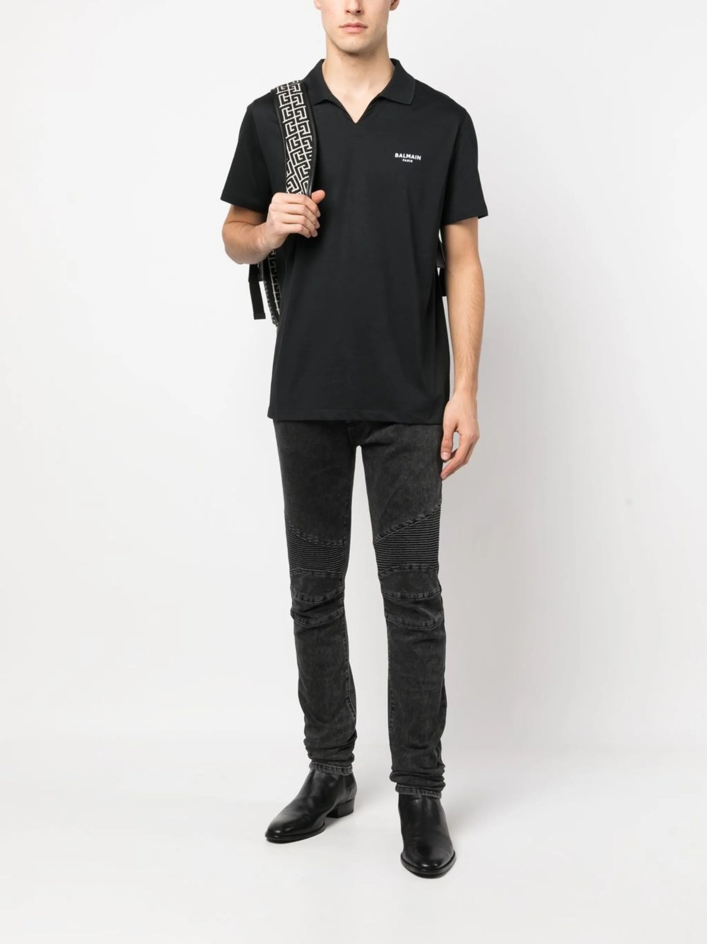 wingtip-collar cotton T-shirt