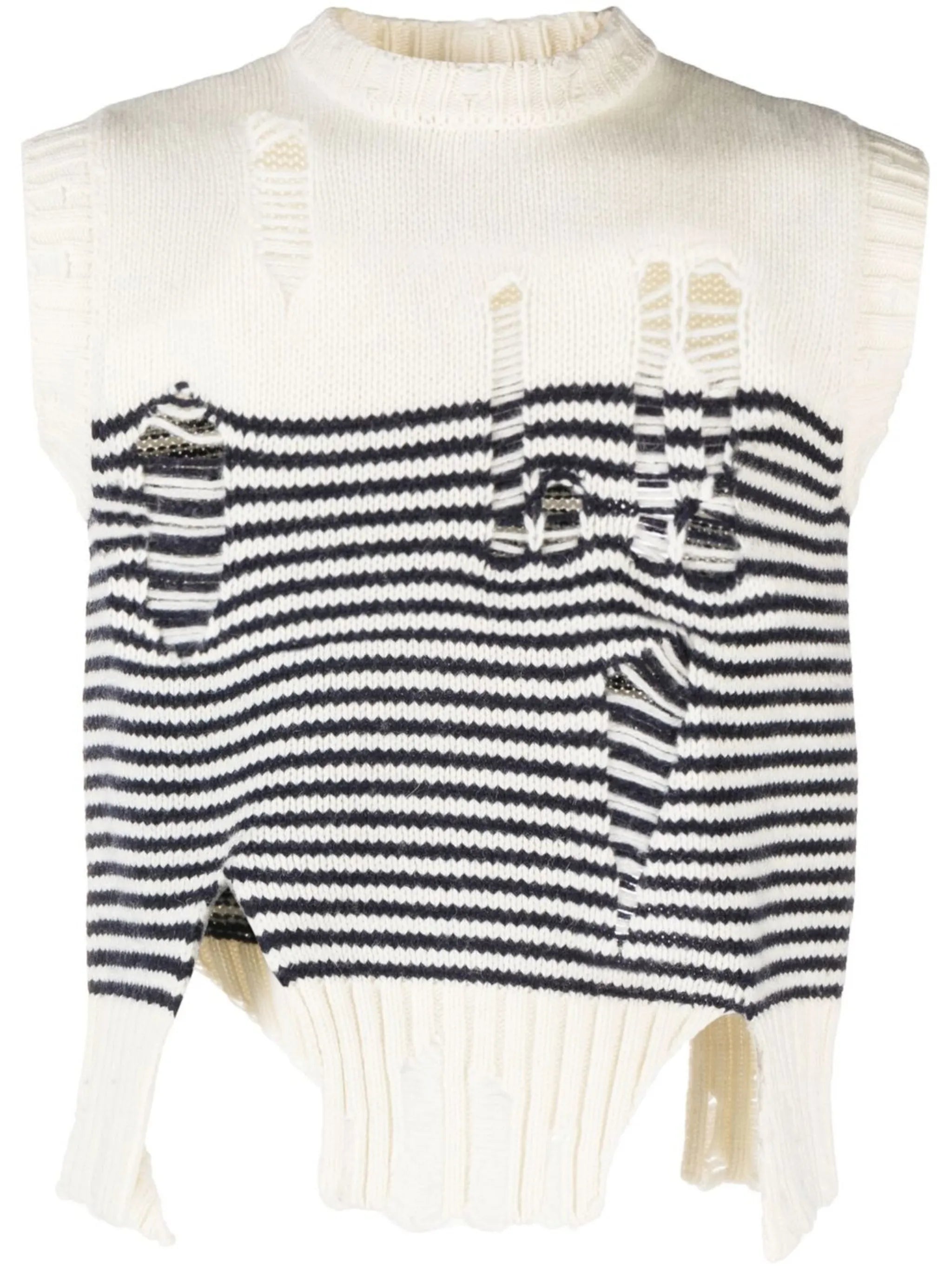 distressed-effect knit vest