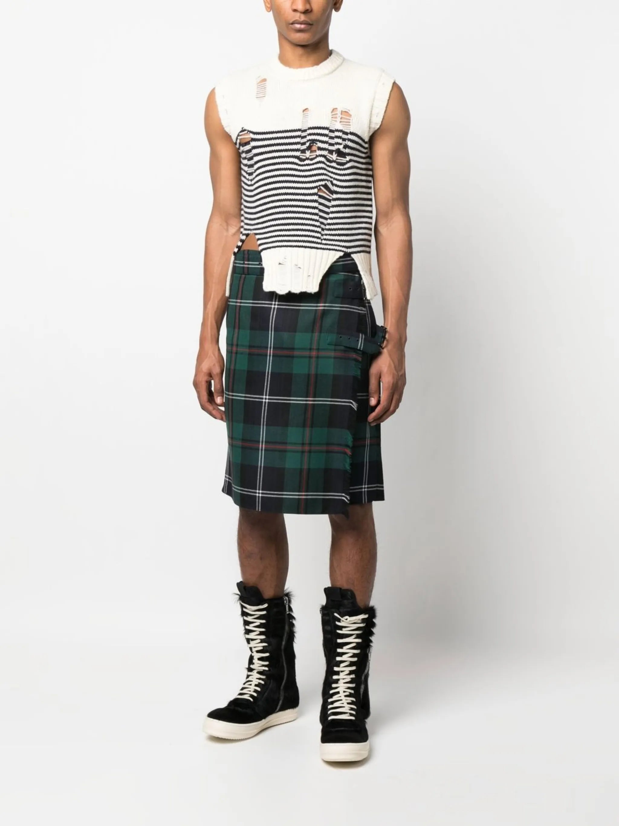 distressed-effect knit vest