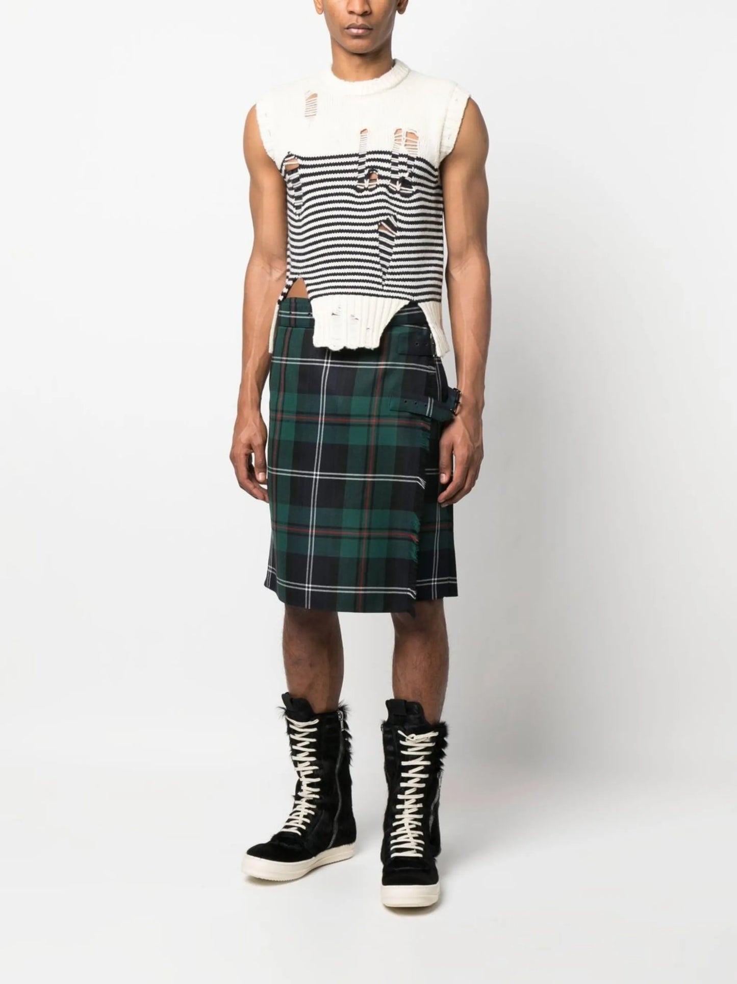 distressed-effect knit vest