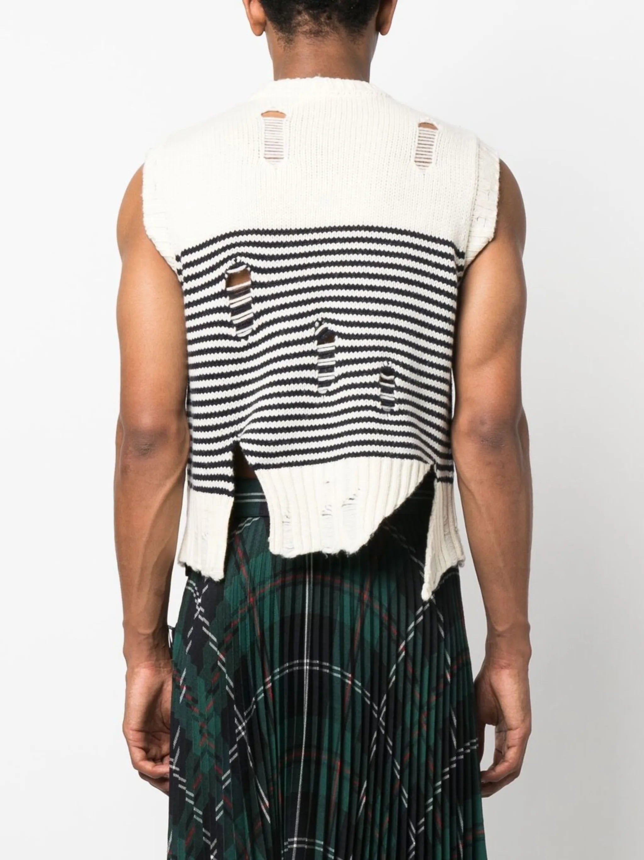 distressed-effect knit vest