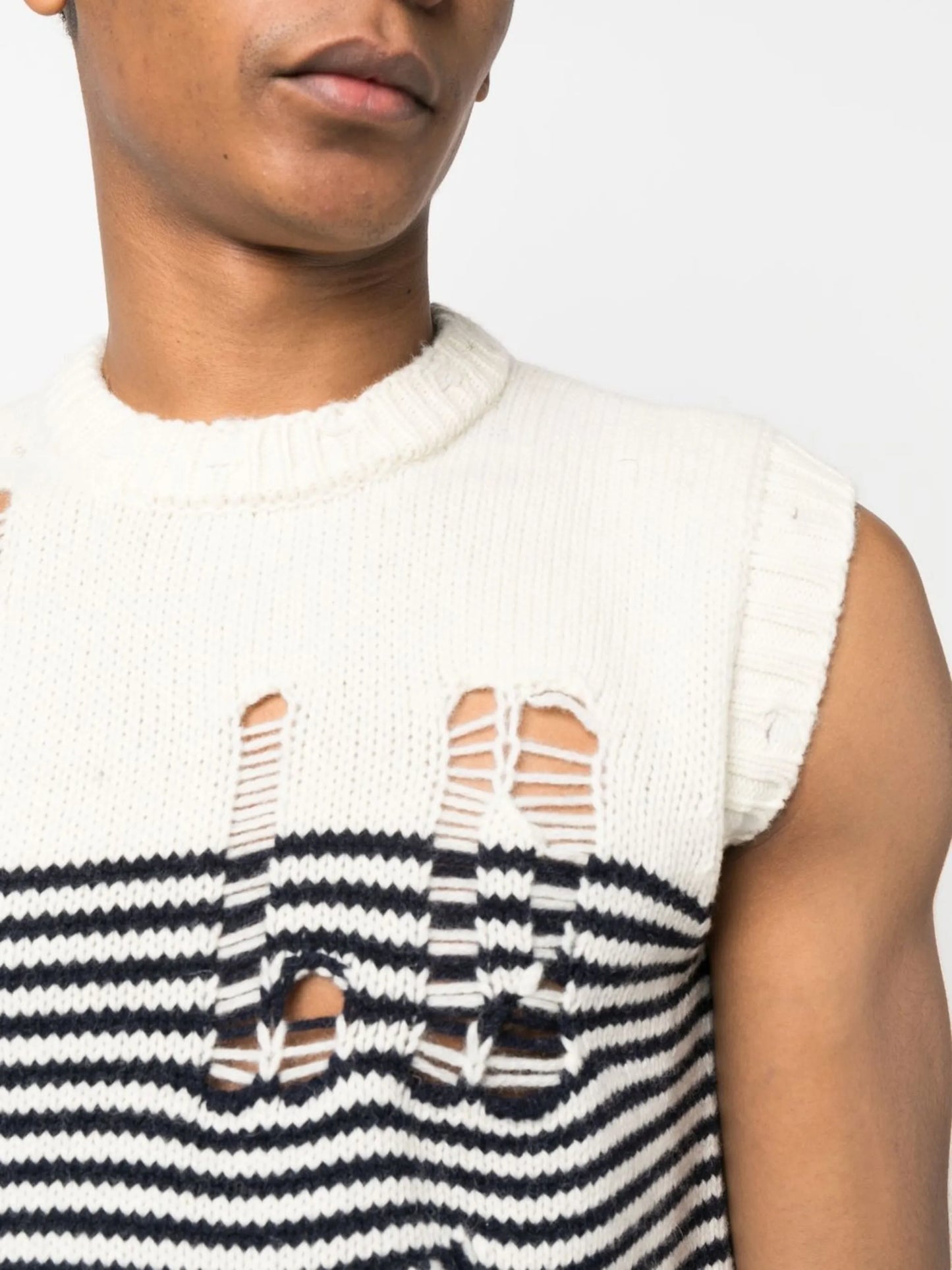 distressed-effect knit vest