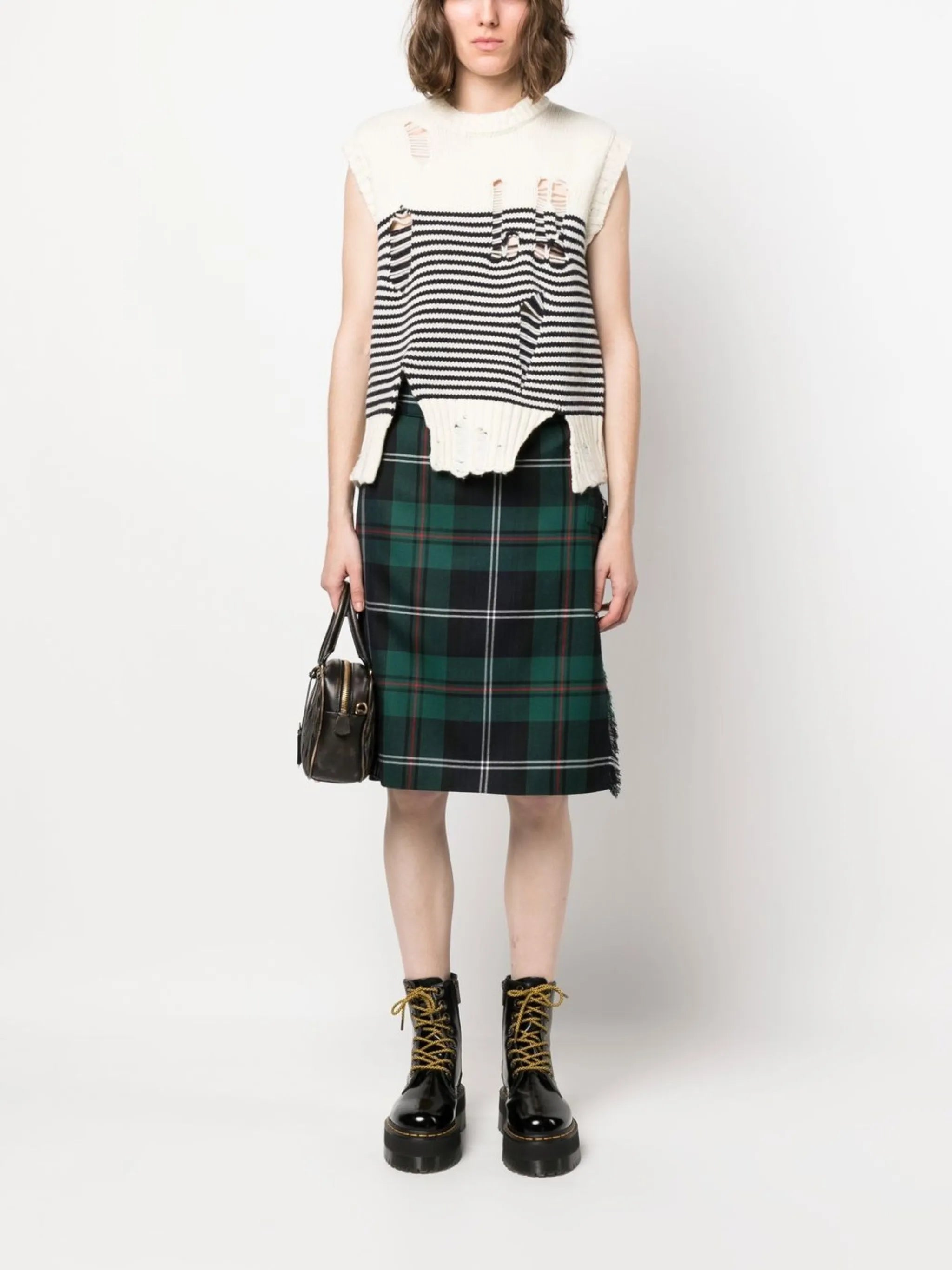 distressed-effect knit vest