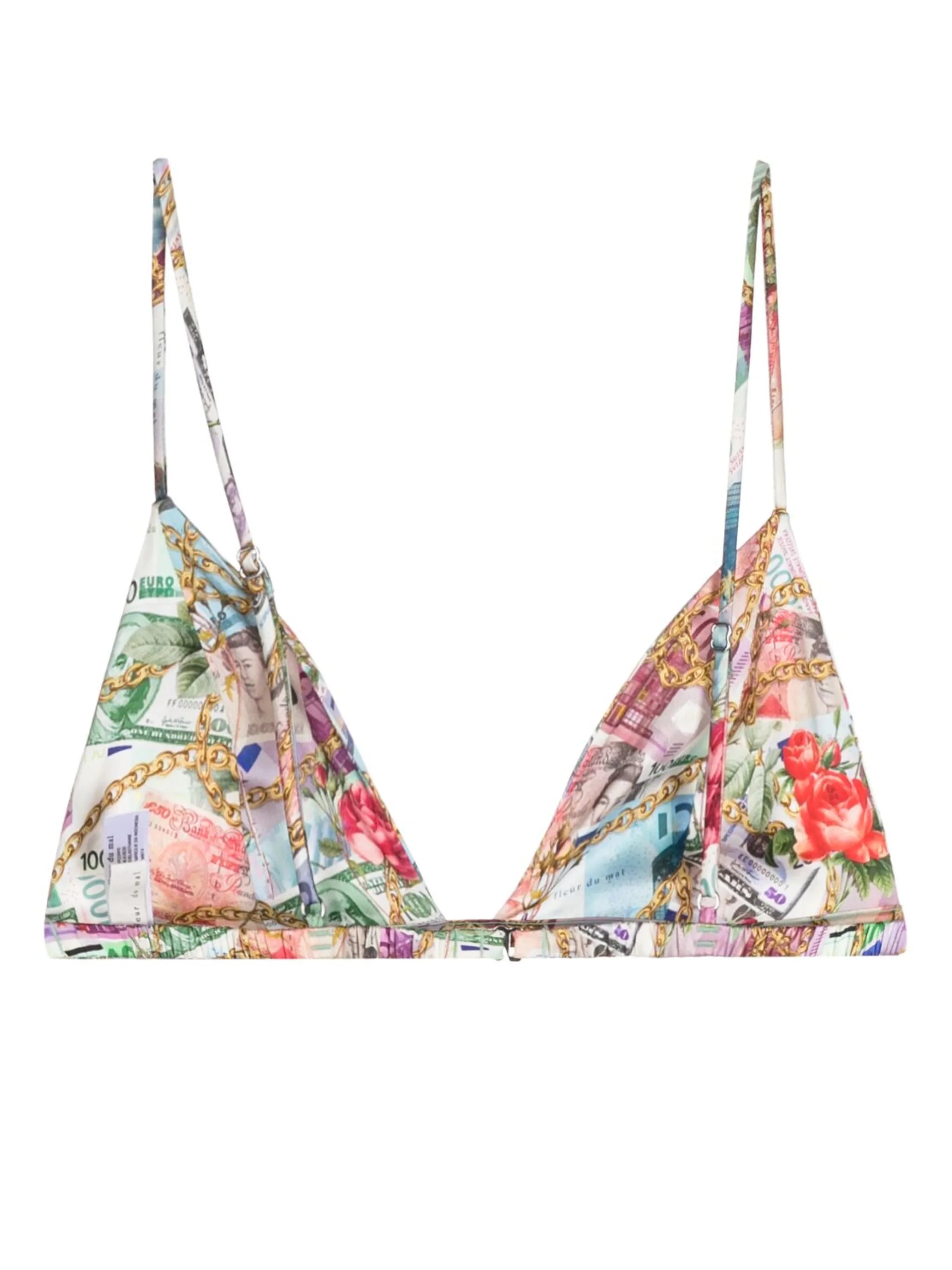 Luxe graphic-print silk bra