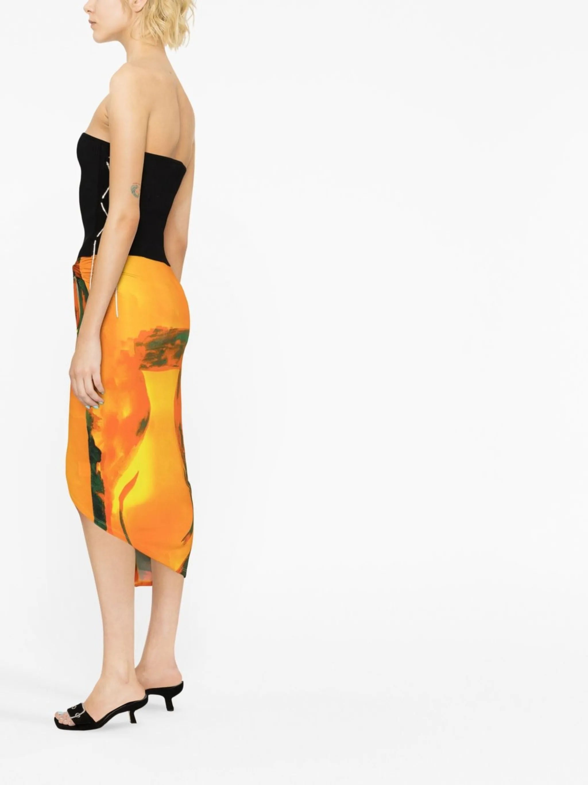 Coastline Checkmate-print wrap midi skirt