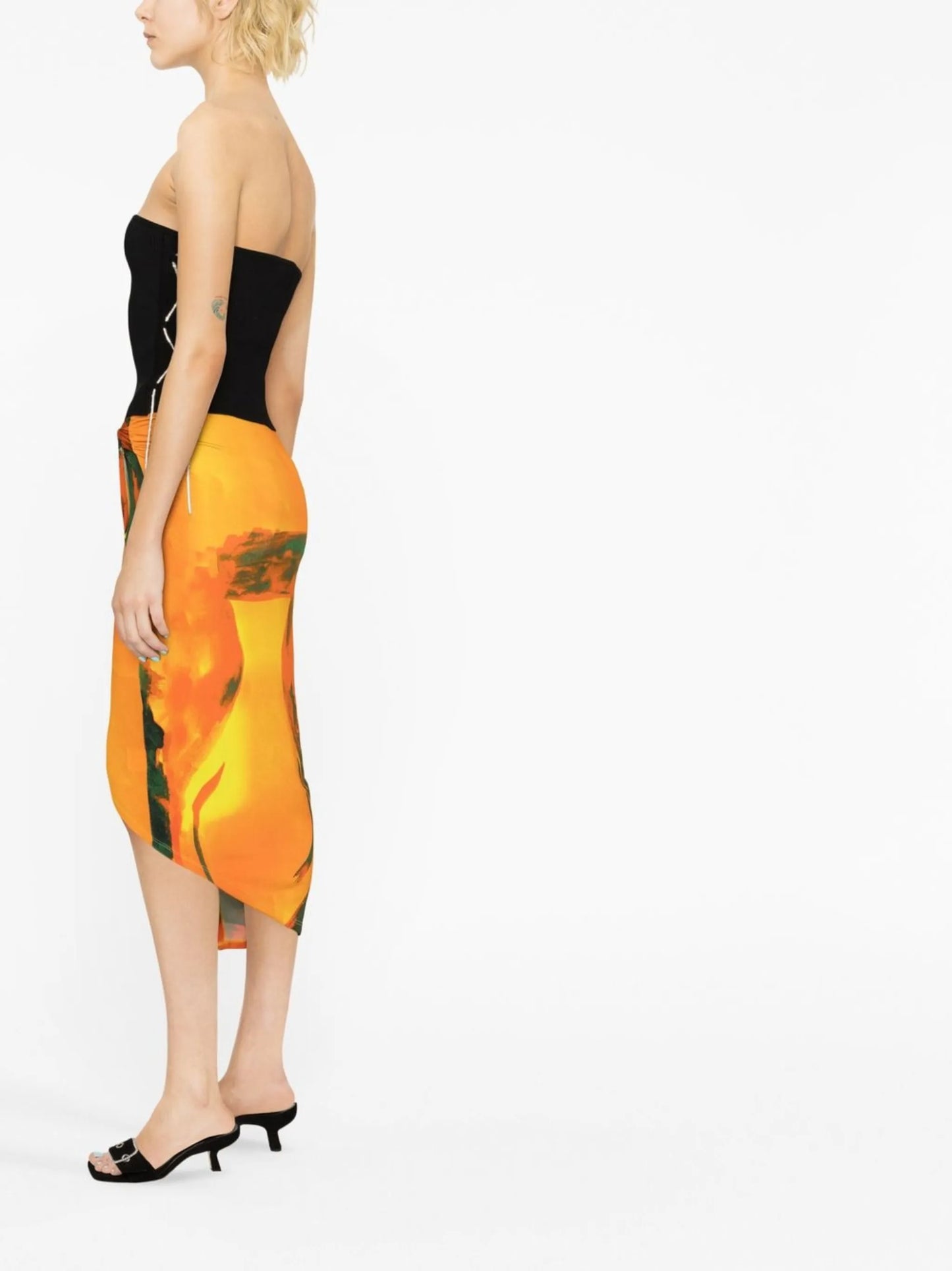 Coastline Checkmate-print wrap midi skirt
