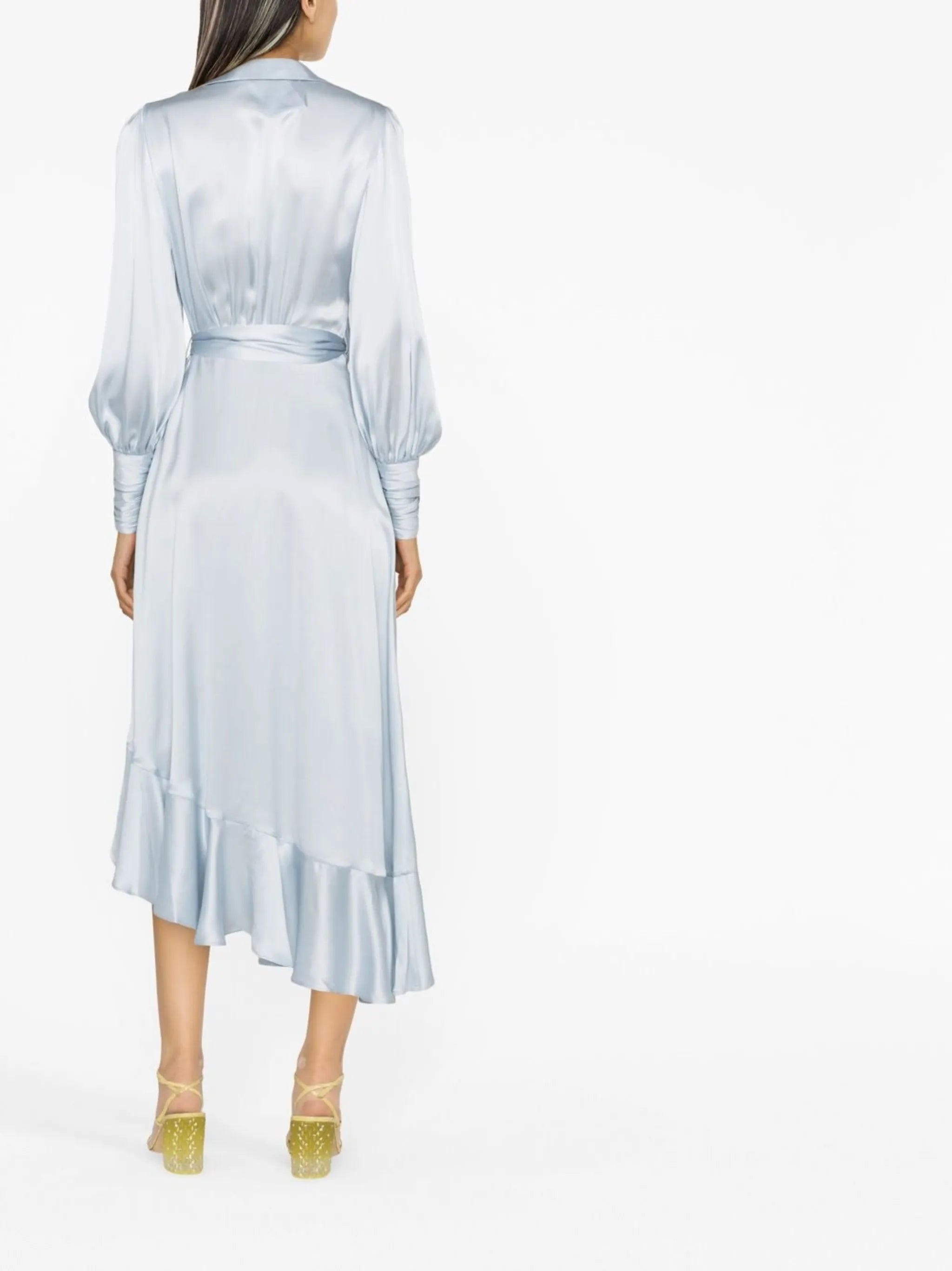 ruffle-trim silk dress