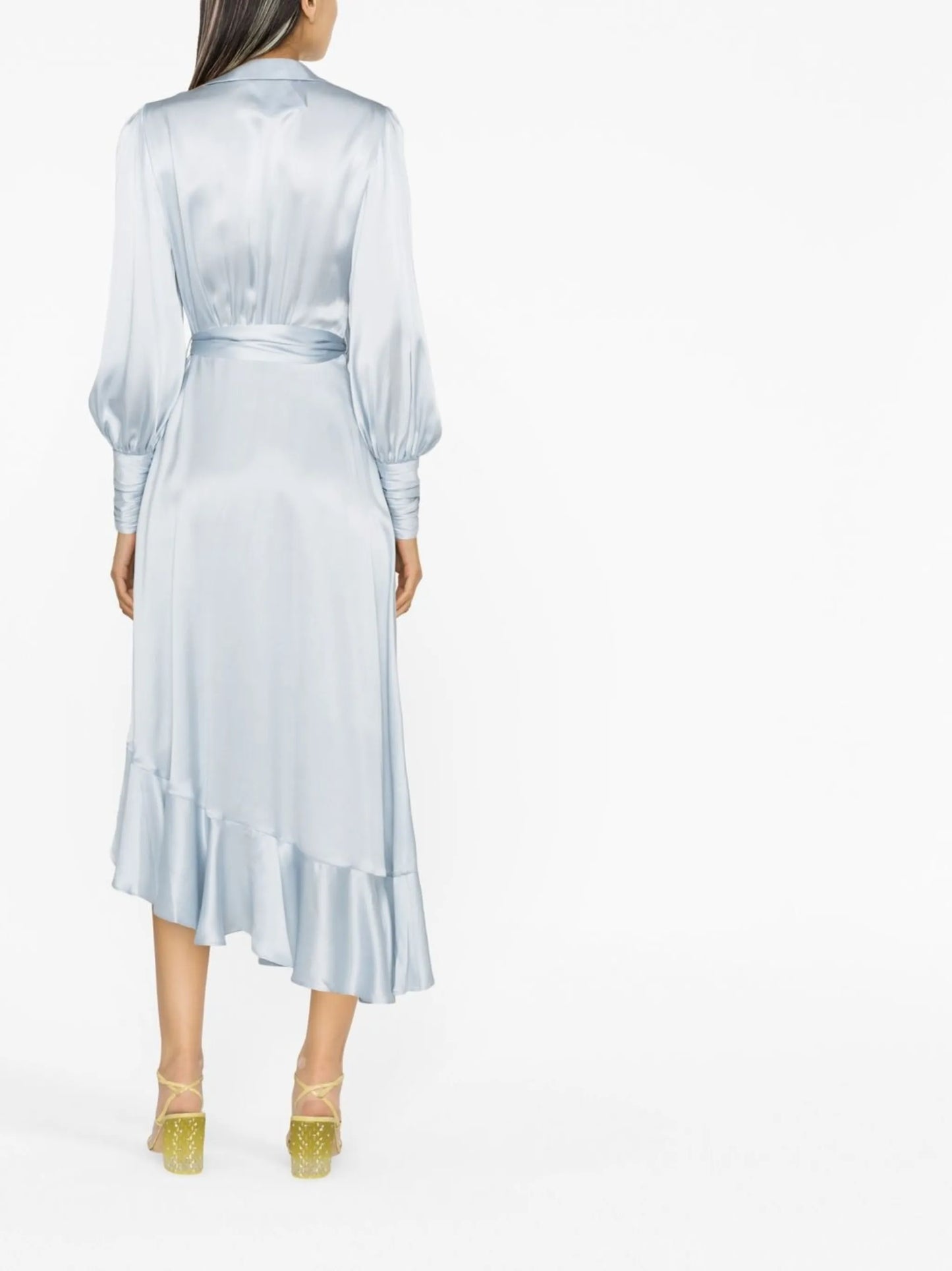 ruffle-trim silk dress