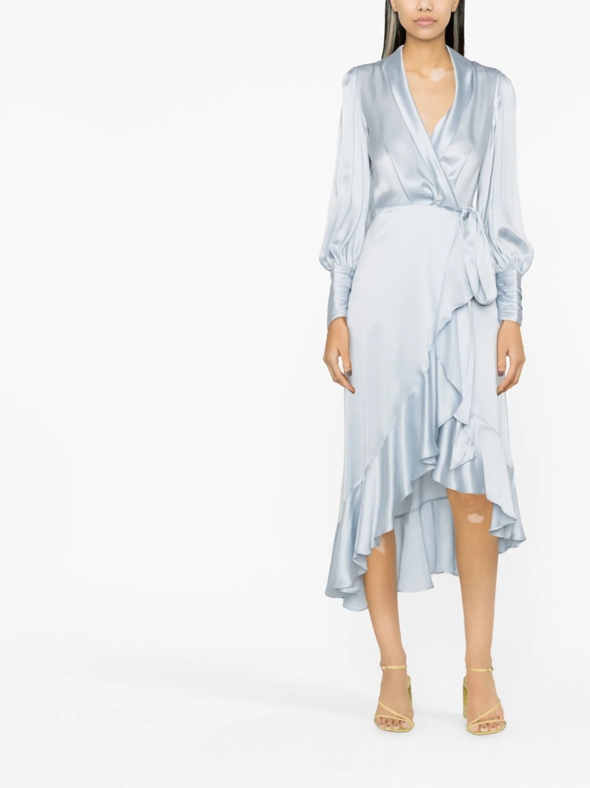ruffle-trim silk dress