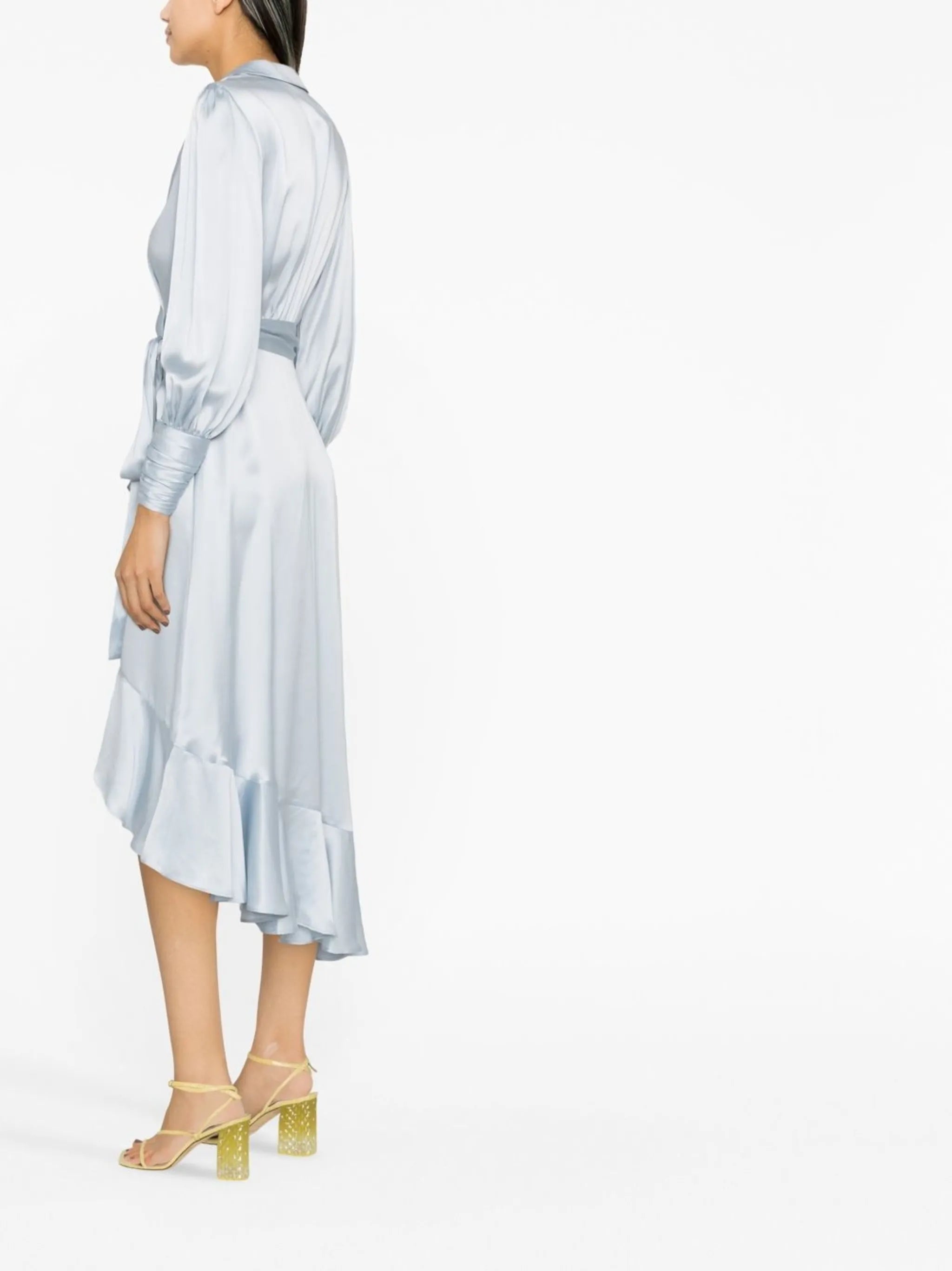 ruffle-trim silk dress
