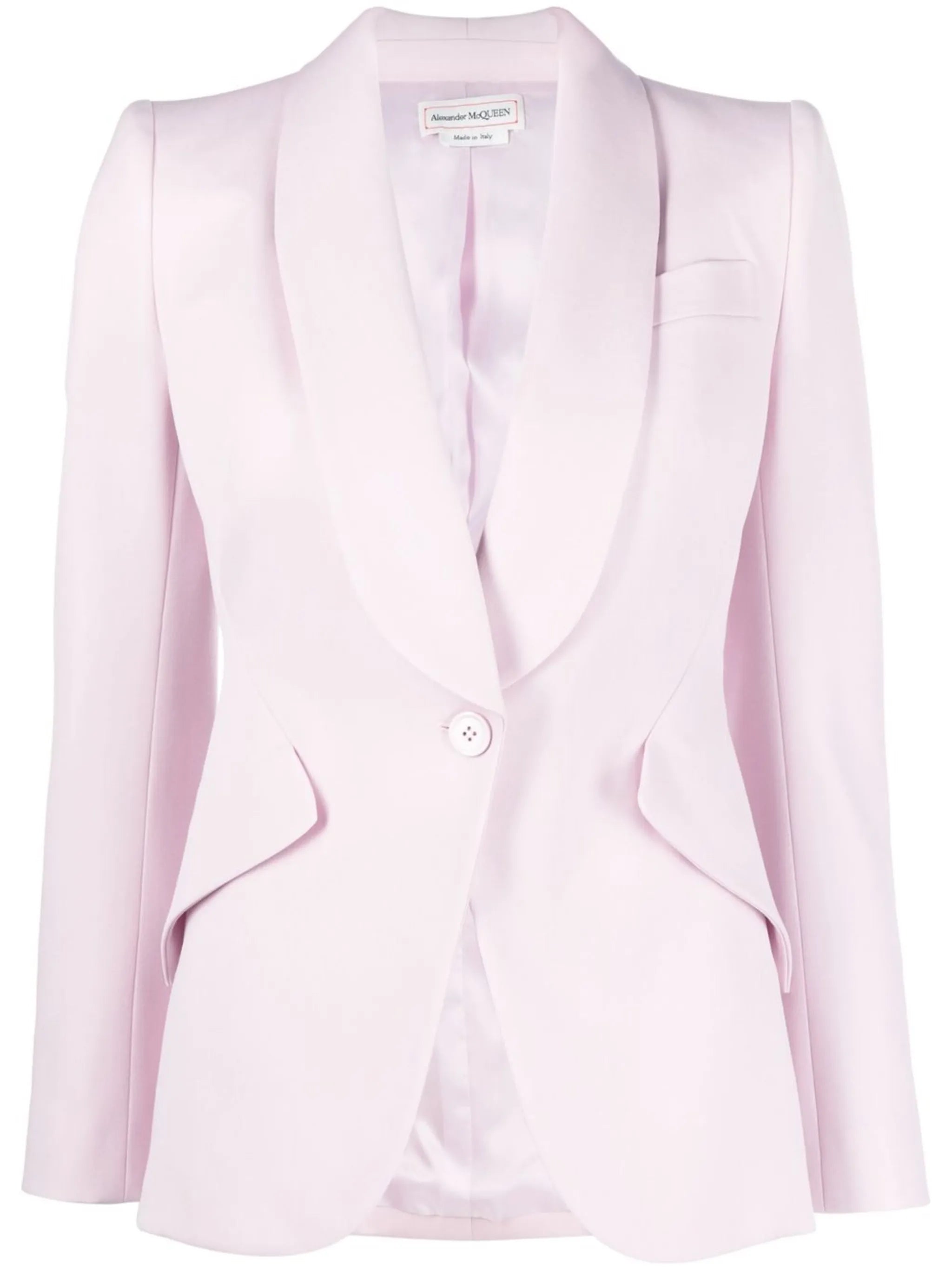 peak-shoulder single-breasted blazer