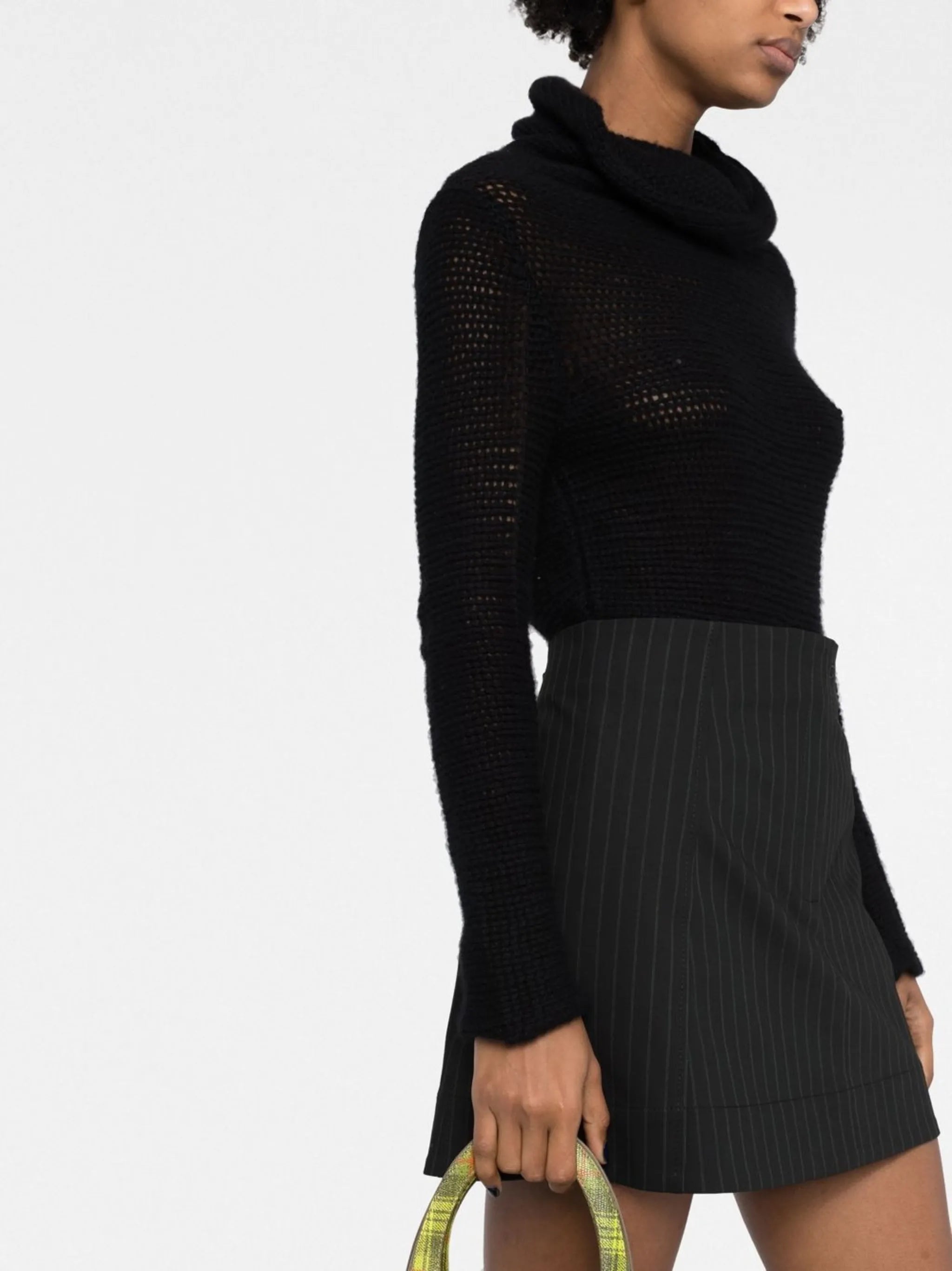 A-line pinstripe miniskirt