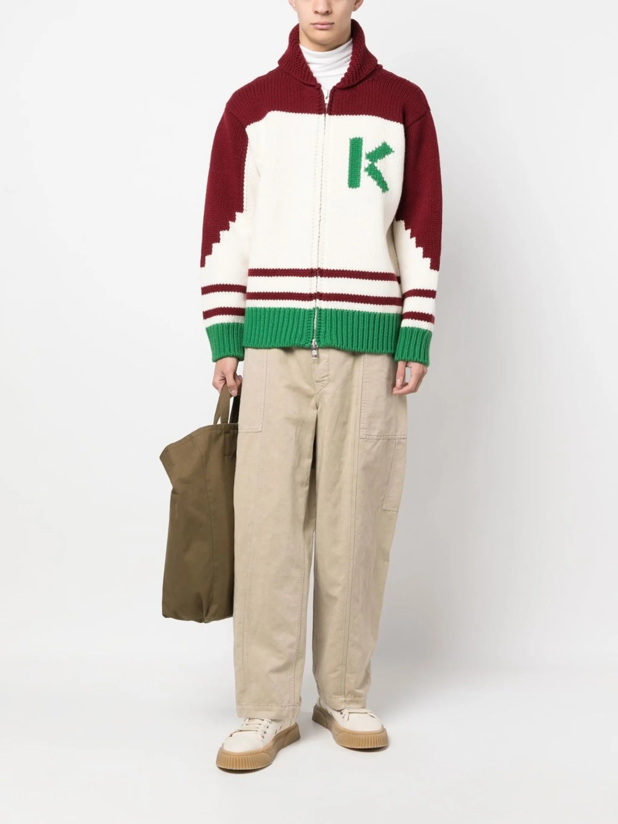 floral-intarsia wool cardigan