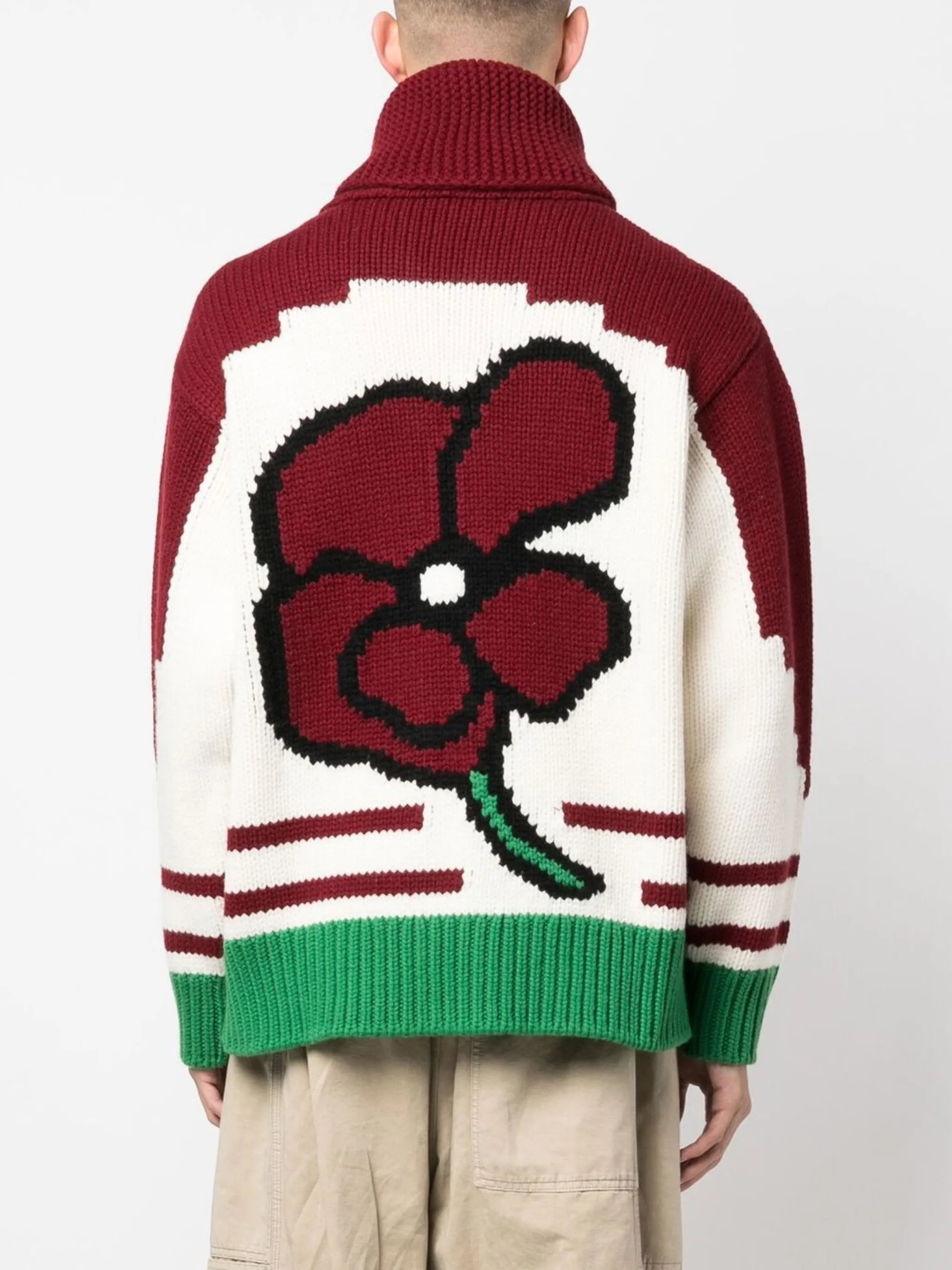 floral-intarsia wool cardigan