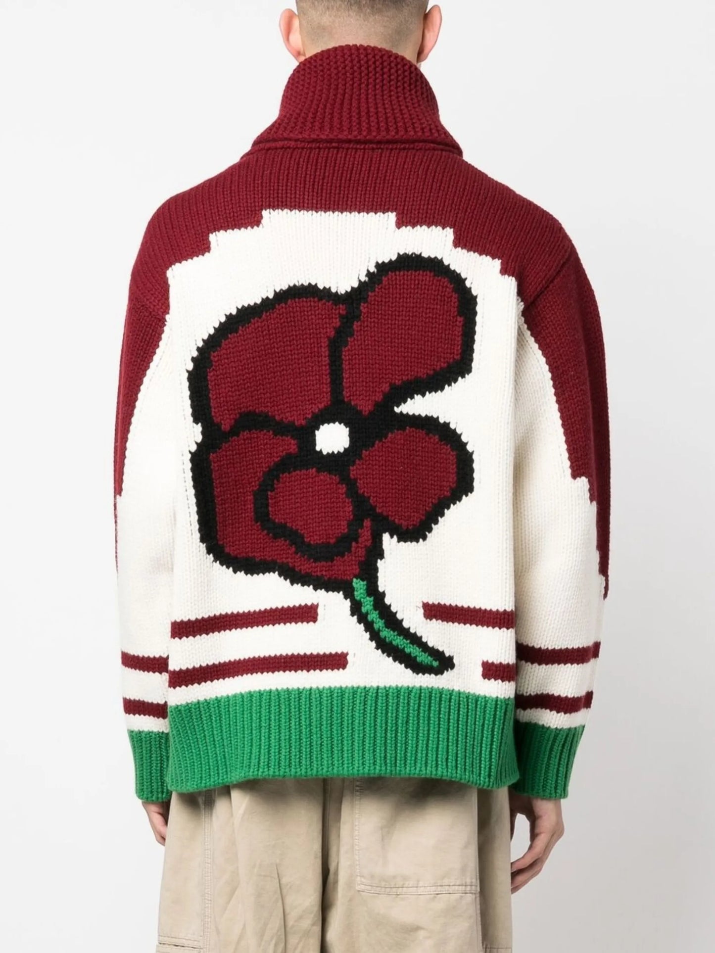 floral-intarsia wool cardigan