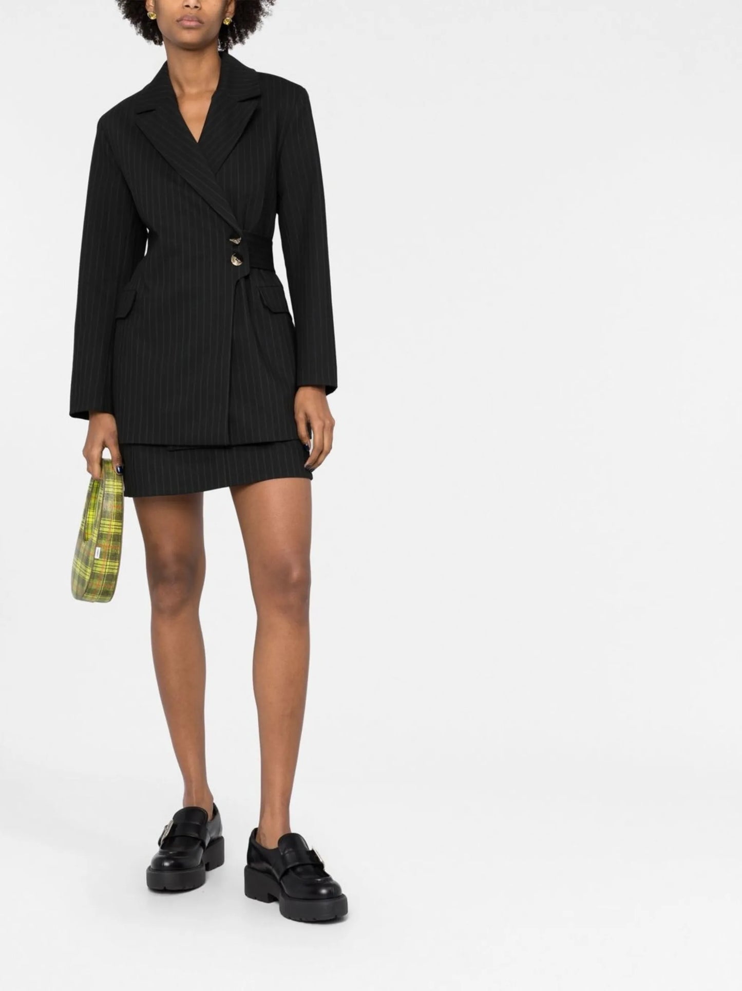 pinstripe button-fasten blazer