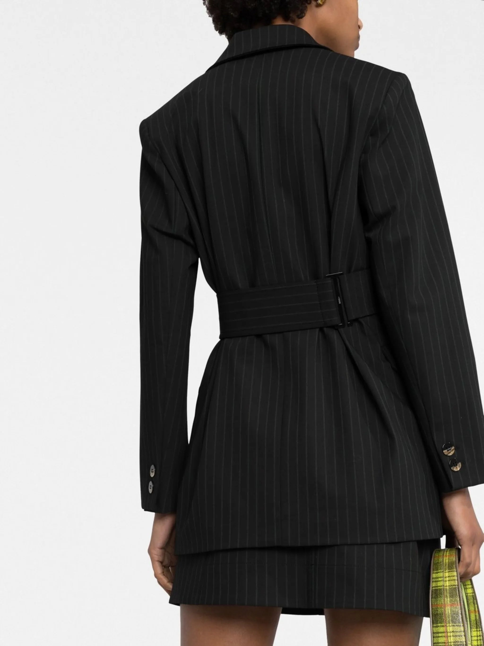 pinstripe button-fasten blazer