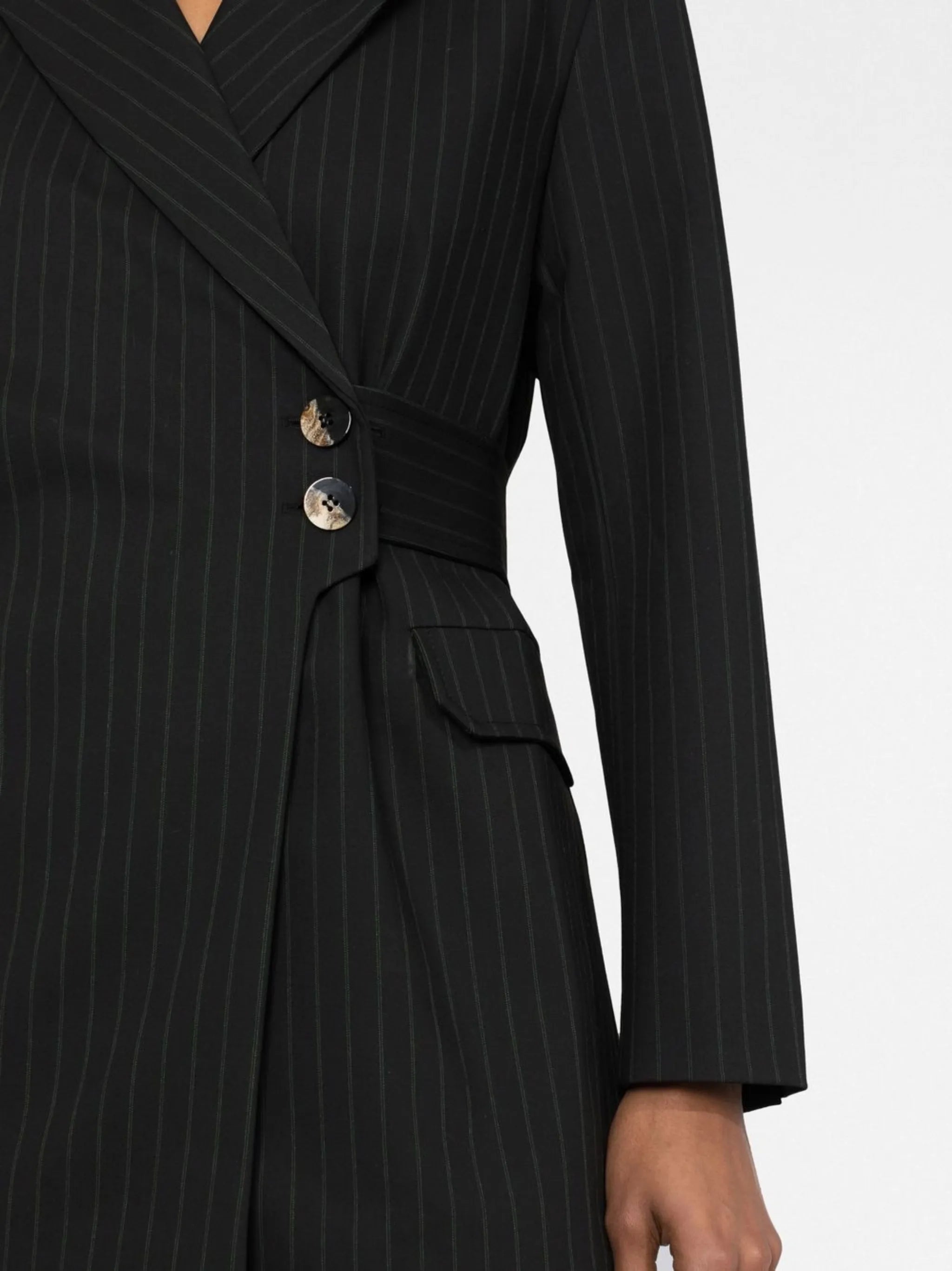 pinstripe button-fasten blazer