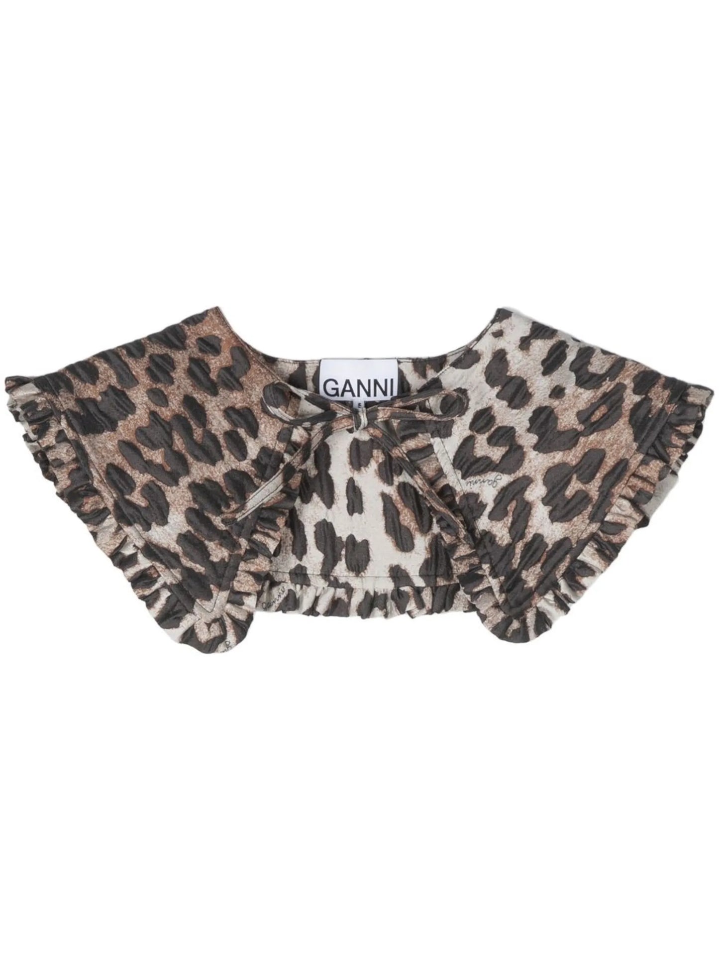 leopard-print frilled collar