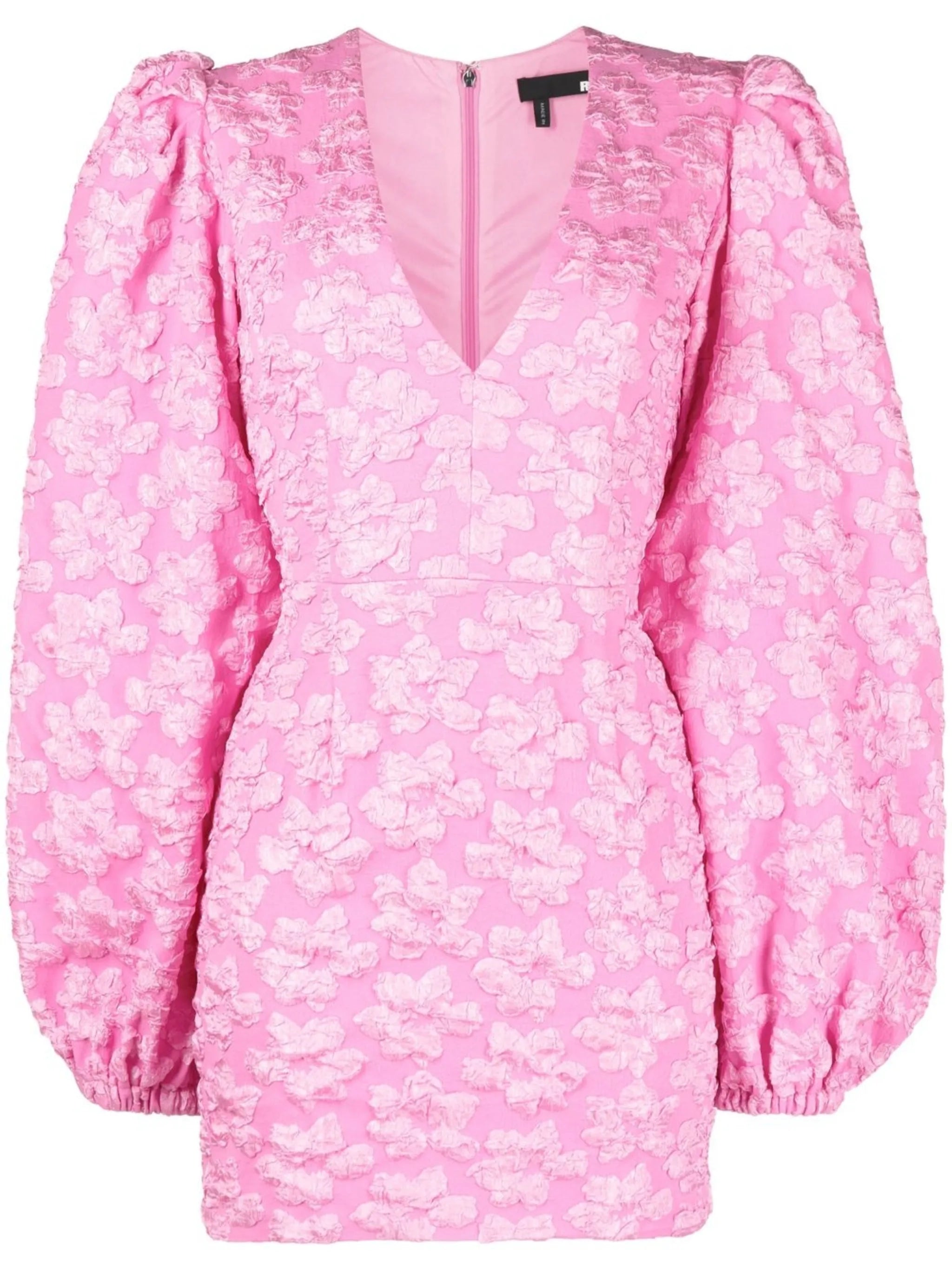 Valenia floral jacquard puff-sleeve mini dress