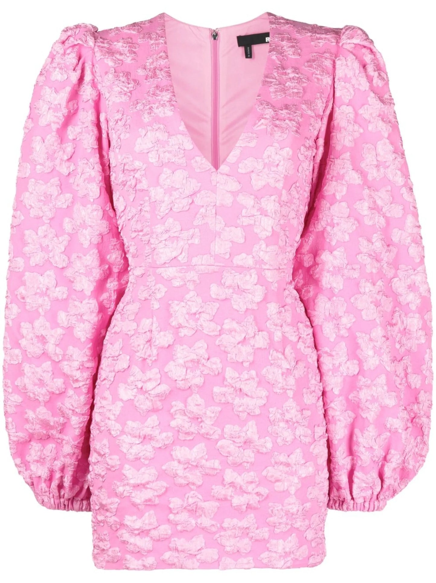 Valenia floral jacquard puff-sleeve mini dress
