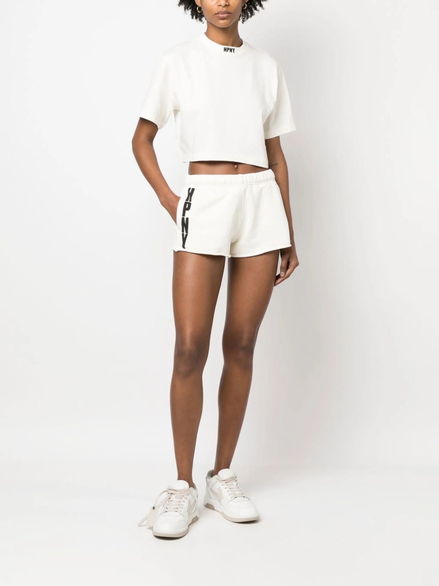 embroidered-logo cropped T-shirt