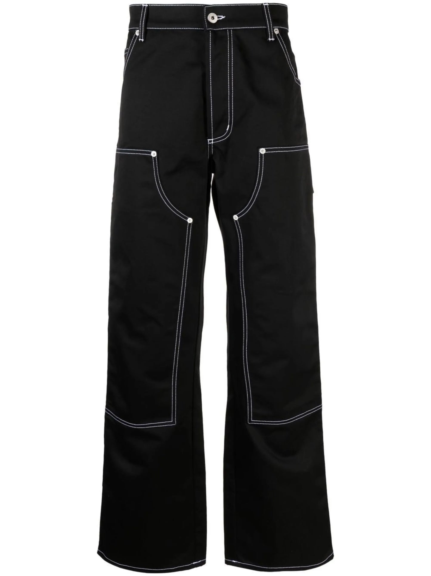 contrast-stitching wide-leg trousers