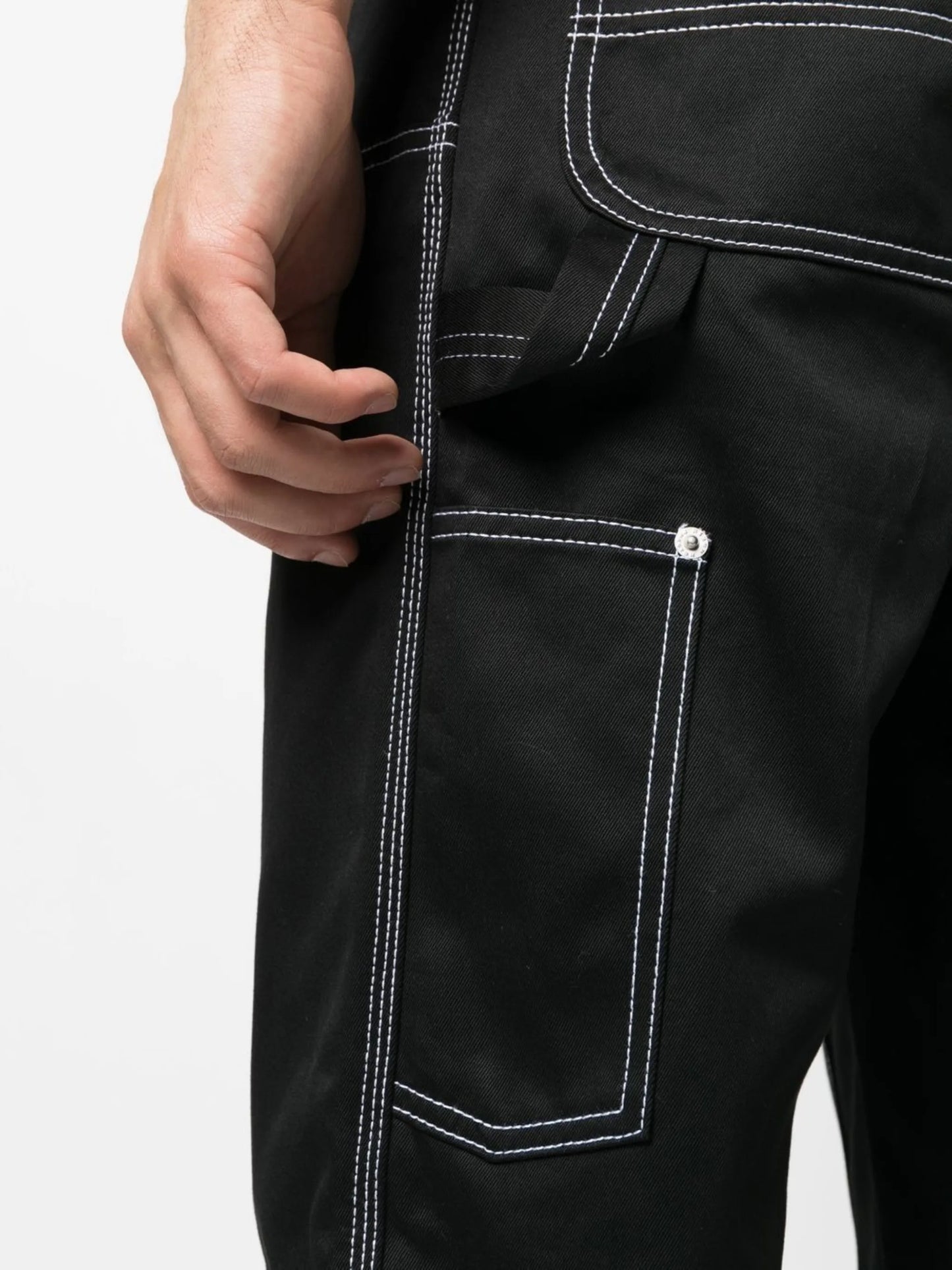 contrast-stitching wide-leg trousers