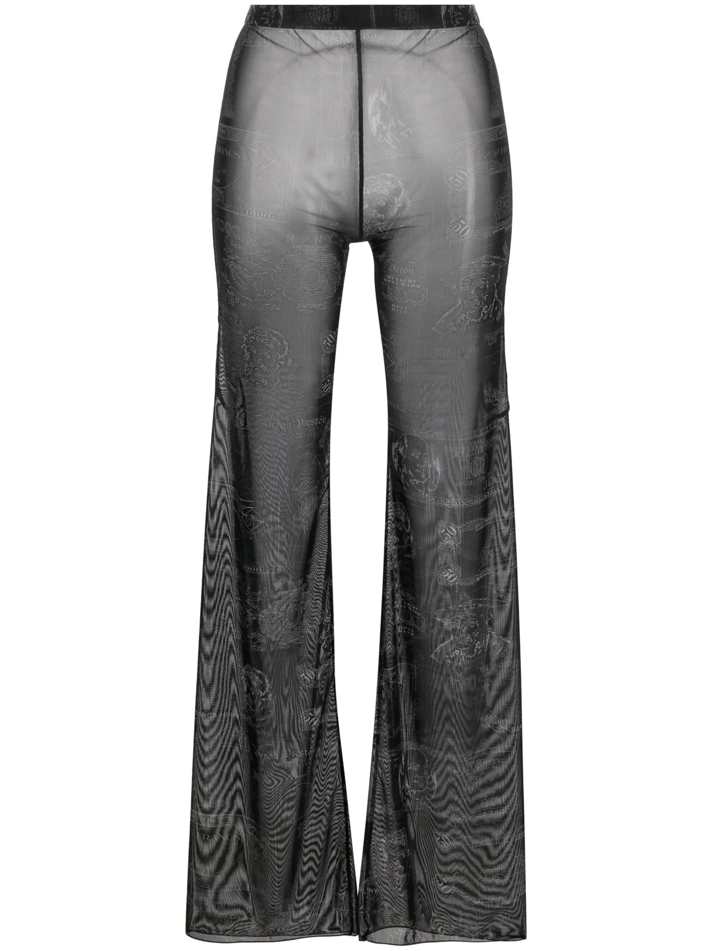 Currency-print mesh trousers
