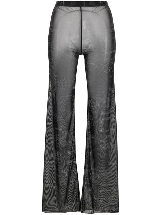 Currency-print mesh trousers
