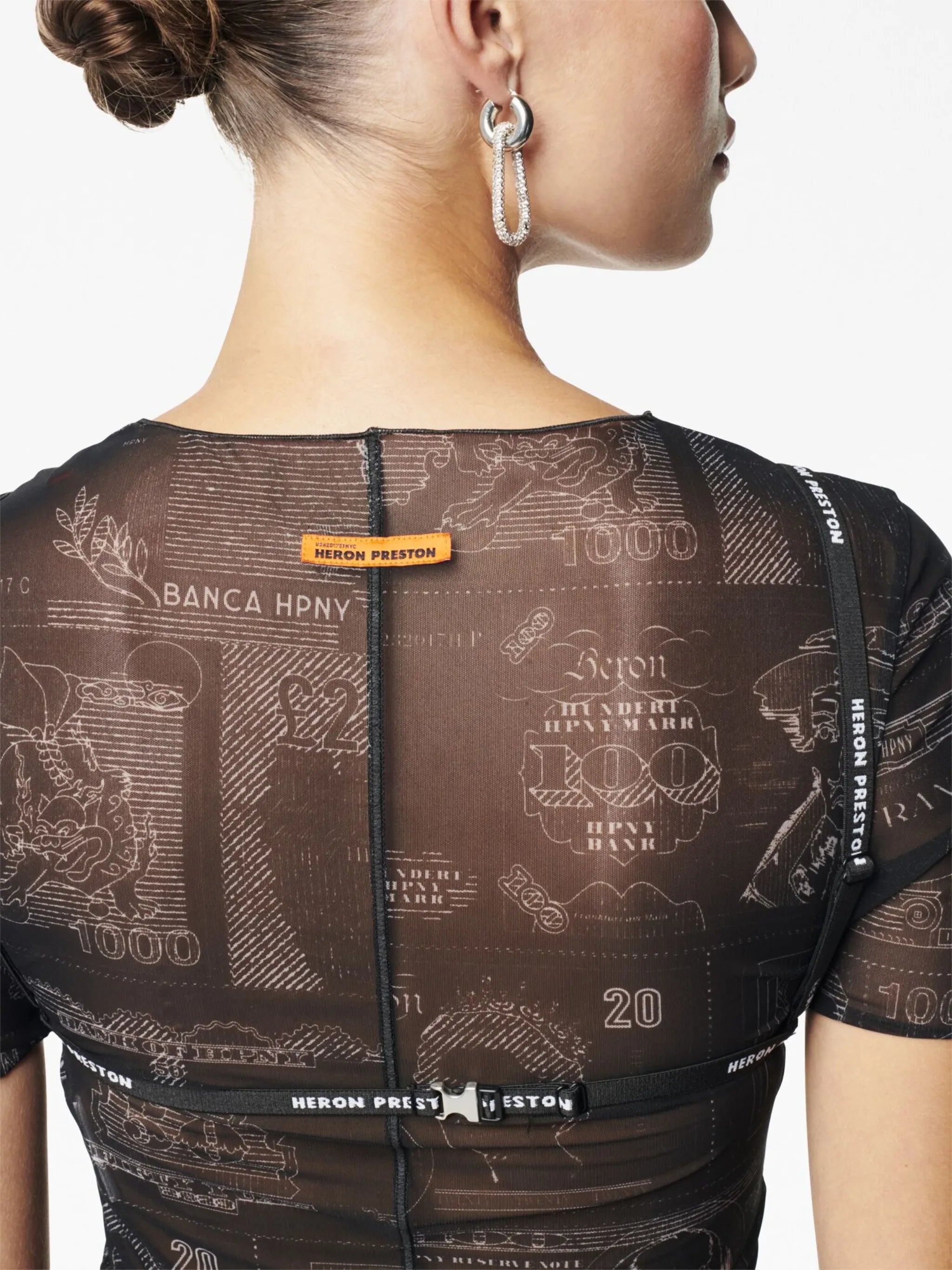 Currency-print mesh T-shirt