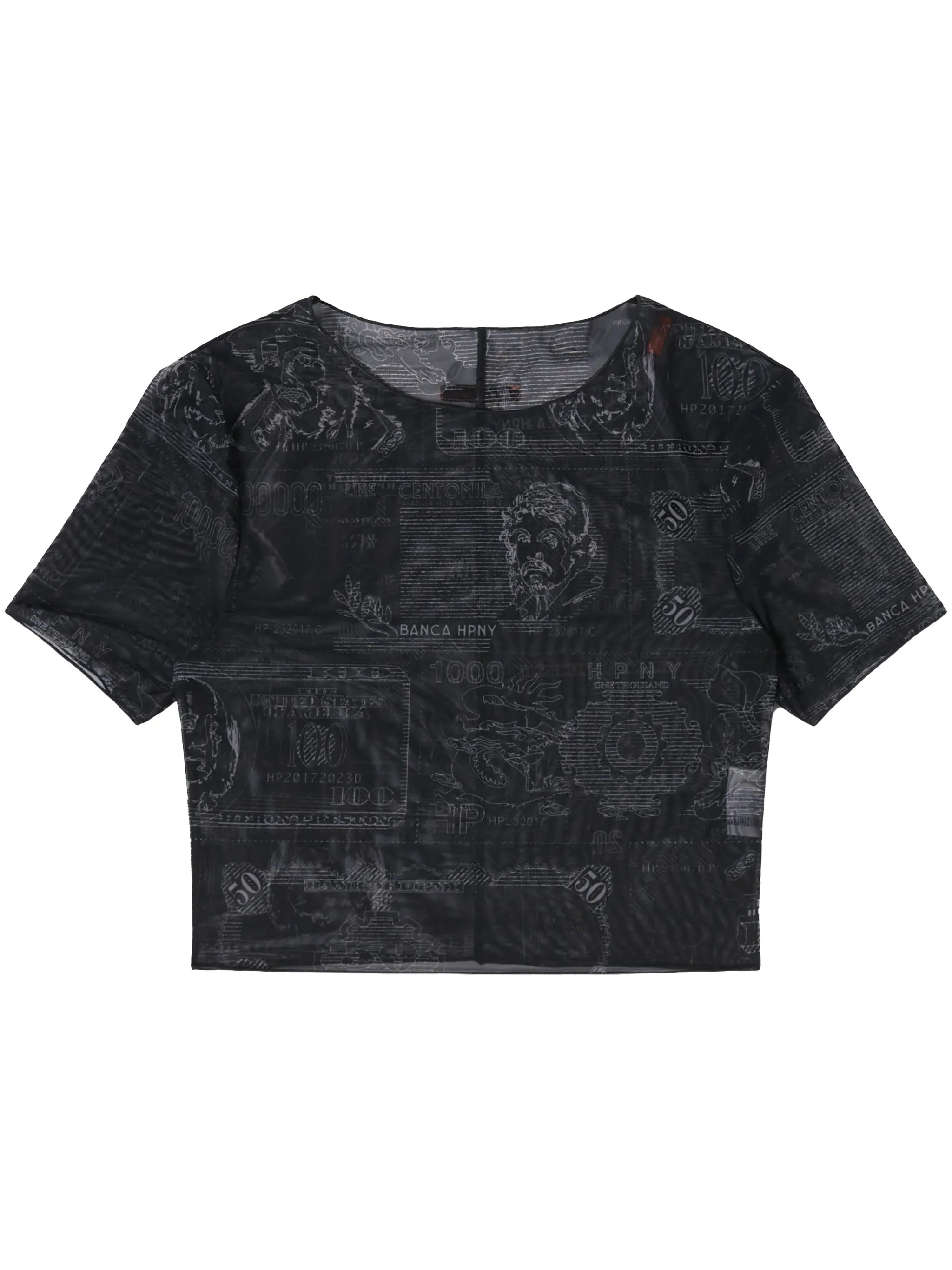 Currency-print mesh T-shirt