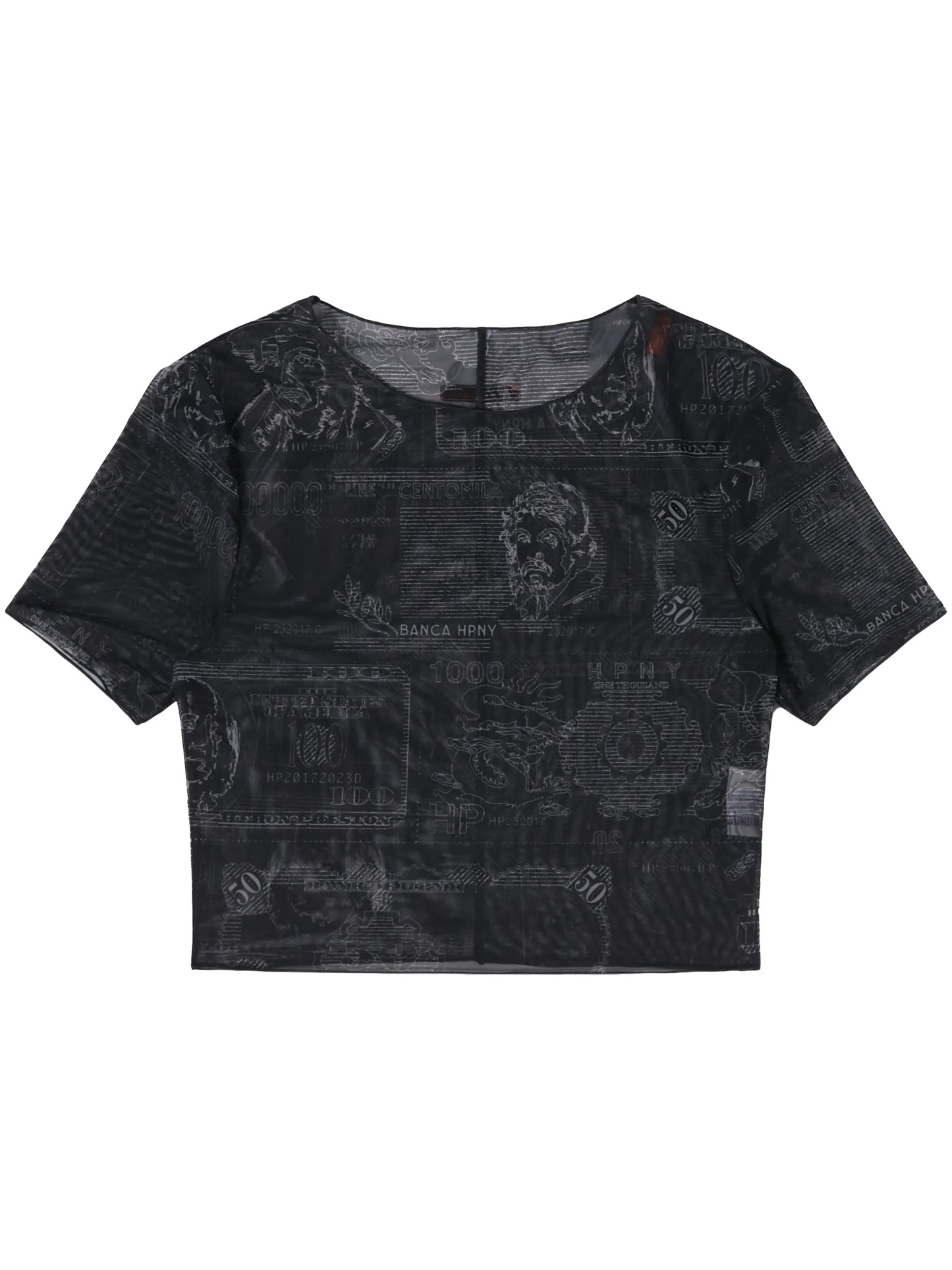 Currency-print mesh T-shirt
