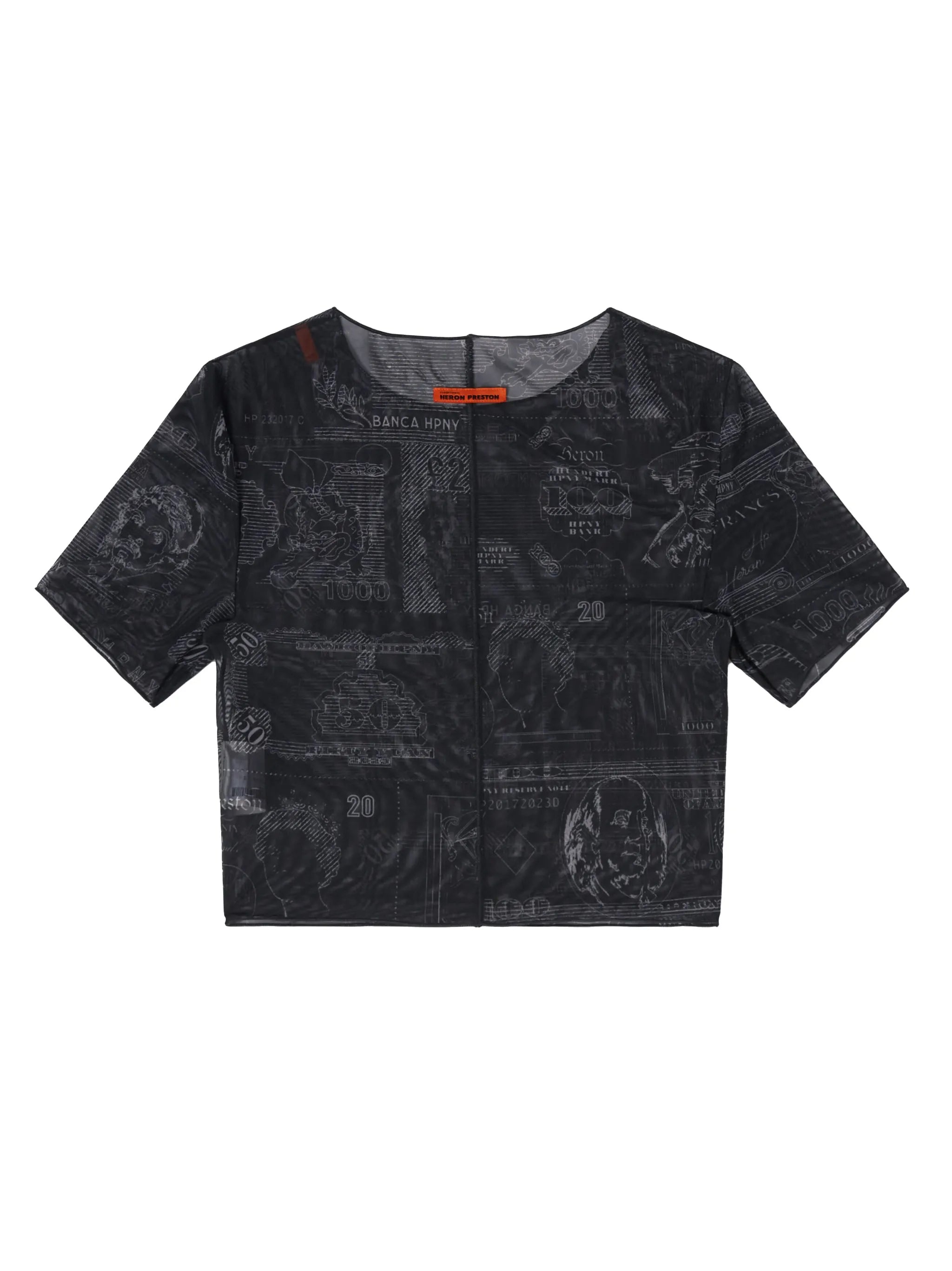 Currency-print mesh T-shirt