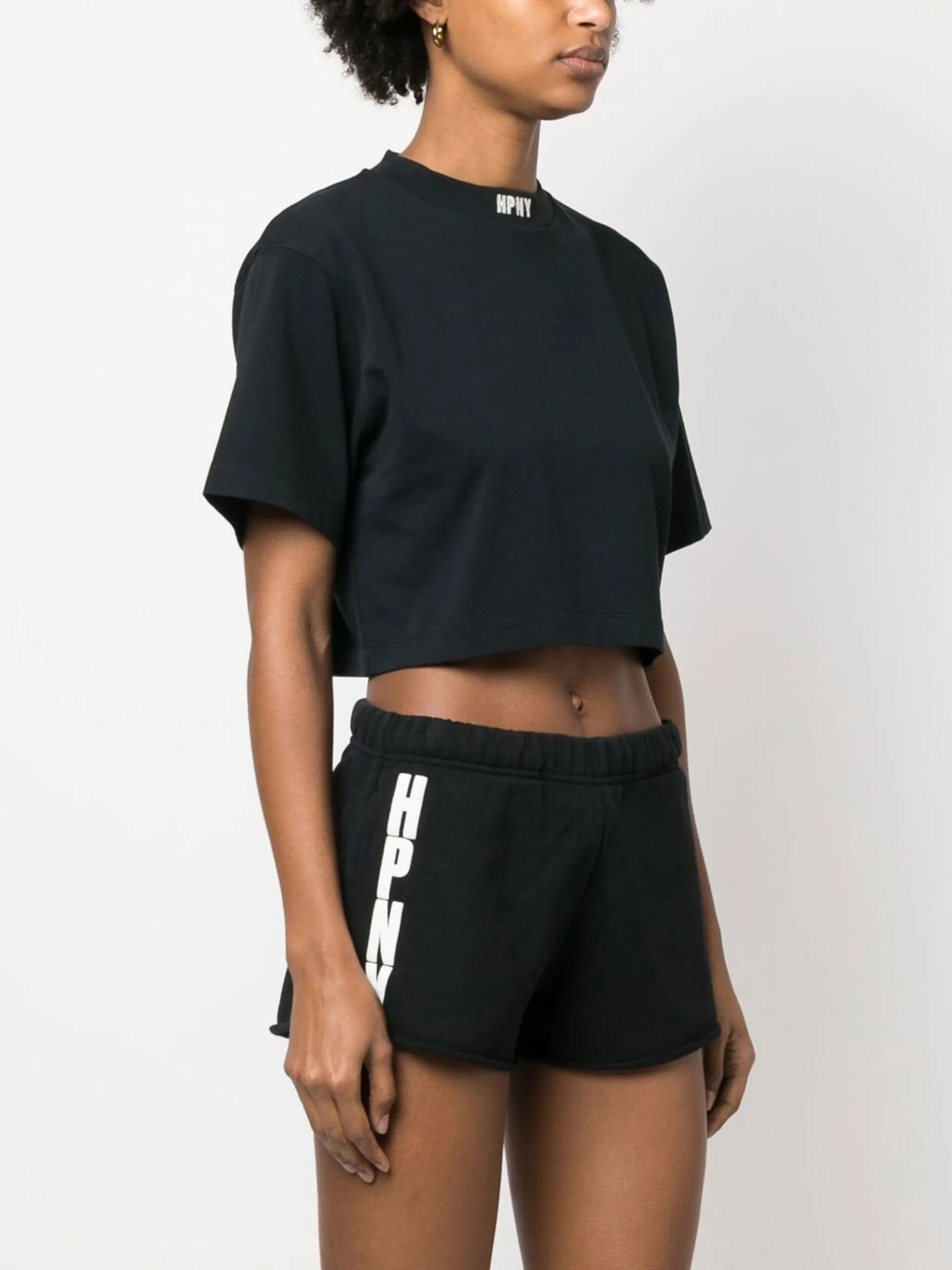 embroidered-logo cropped T-shirt
