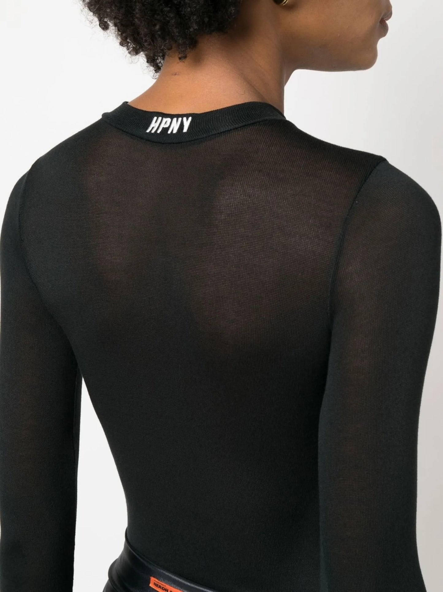 logo-collar fine knit bodysuit