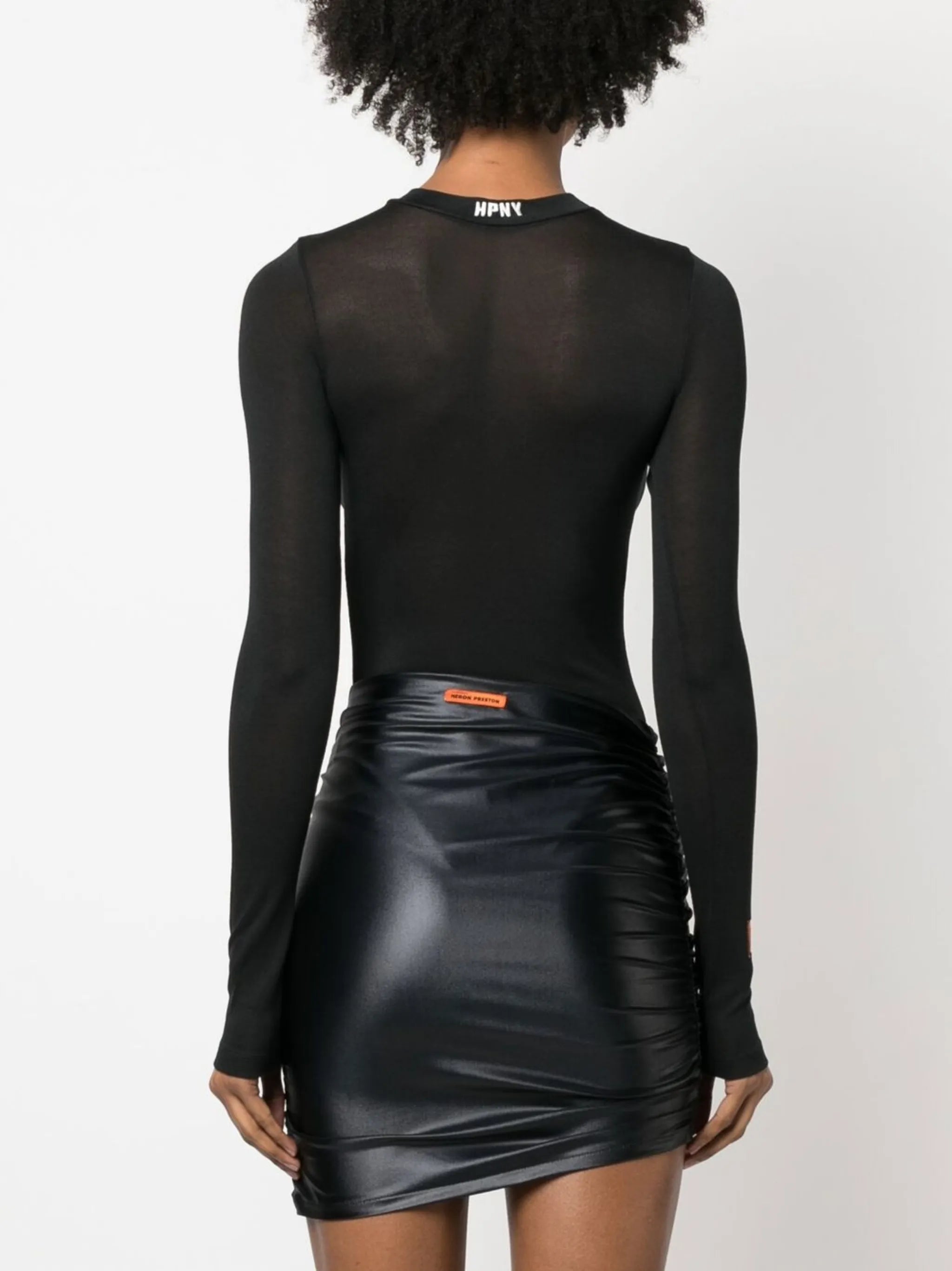 logo-collar fine knit bodysuit