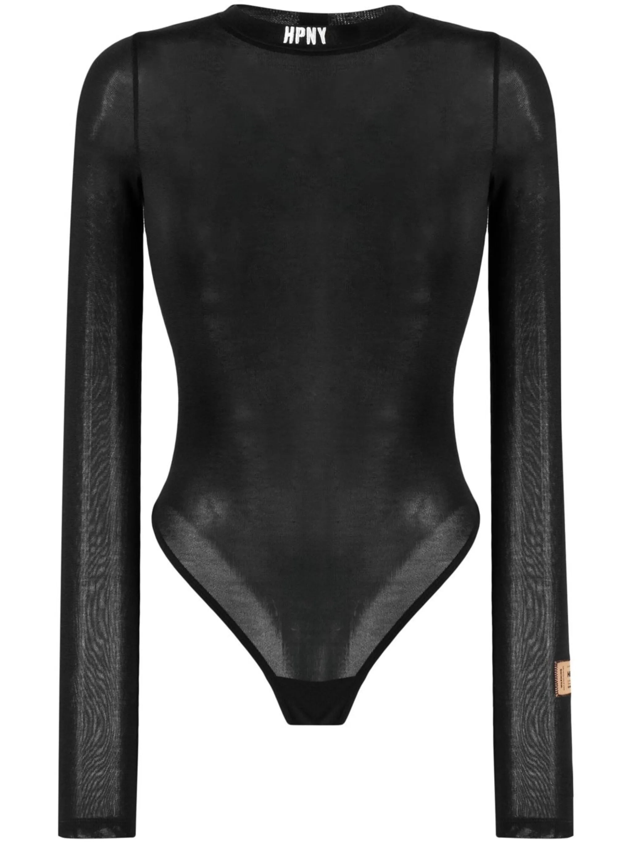 logo-collar fine knit bodysuit