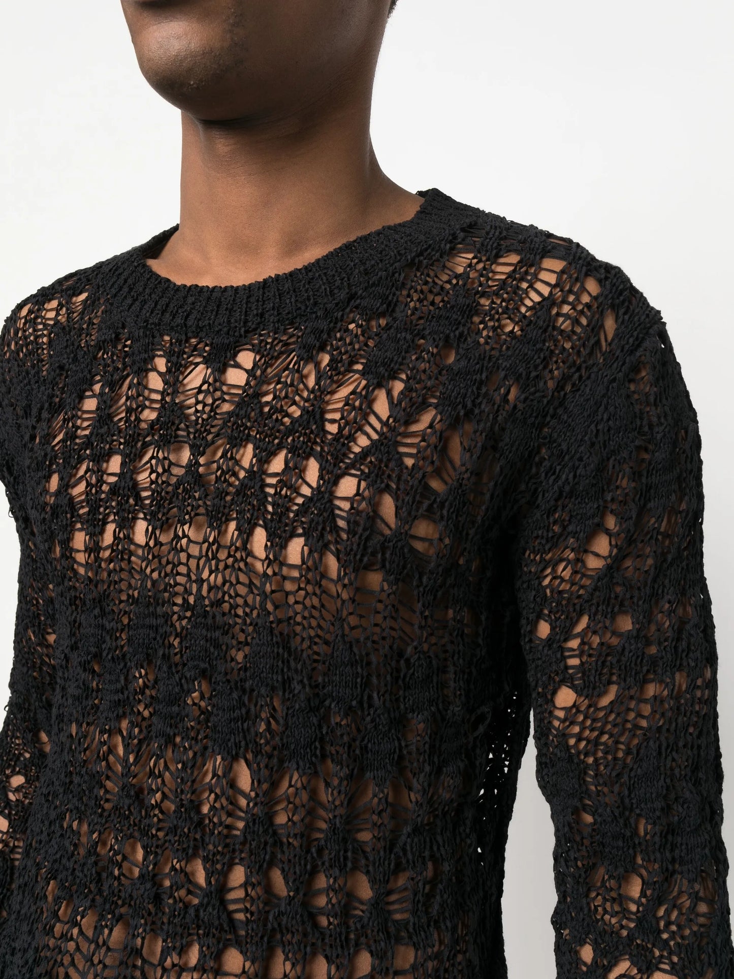 open-knit crochet jumper