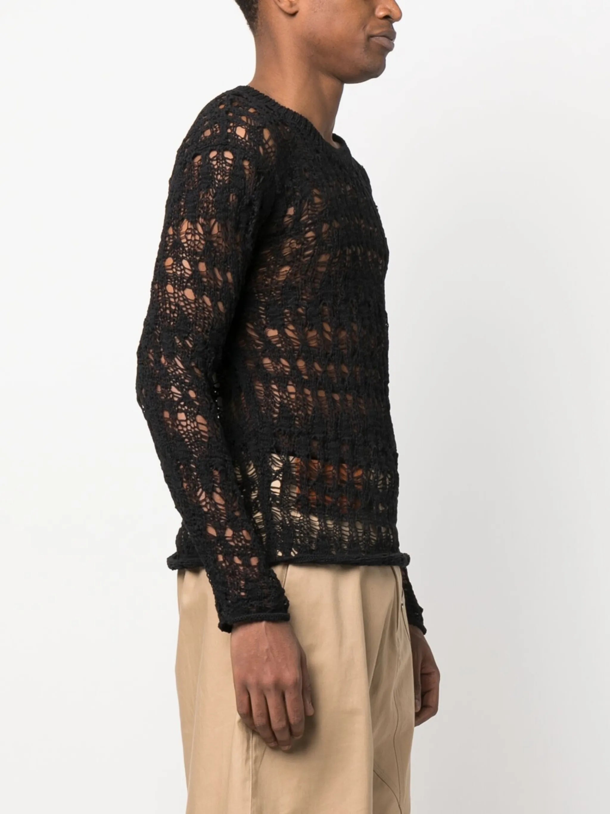 open-knit crochet jumper