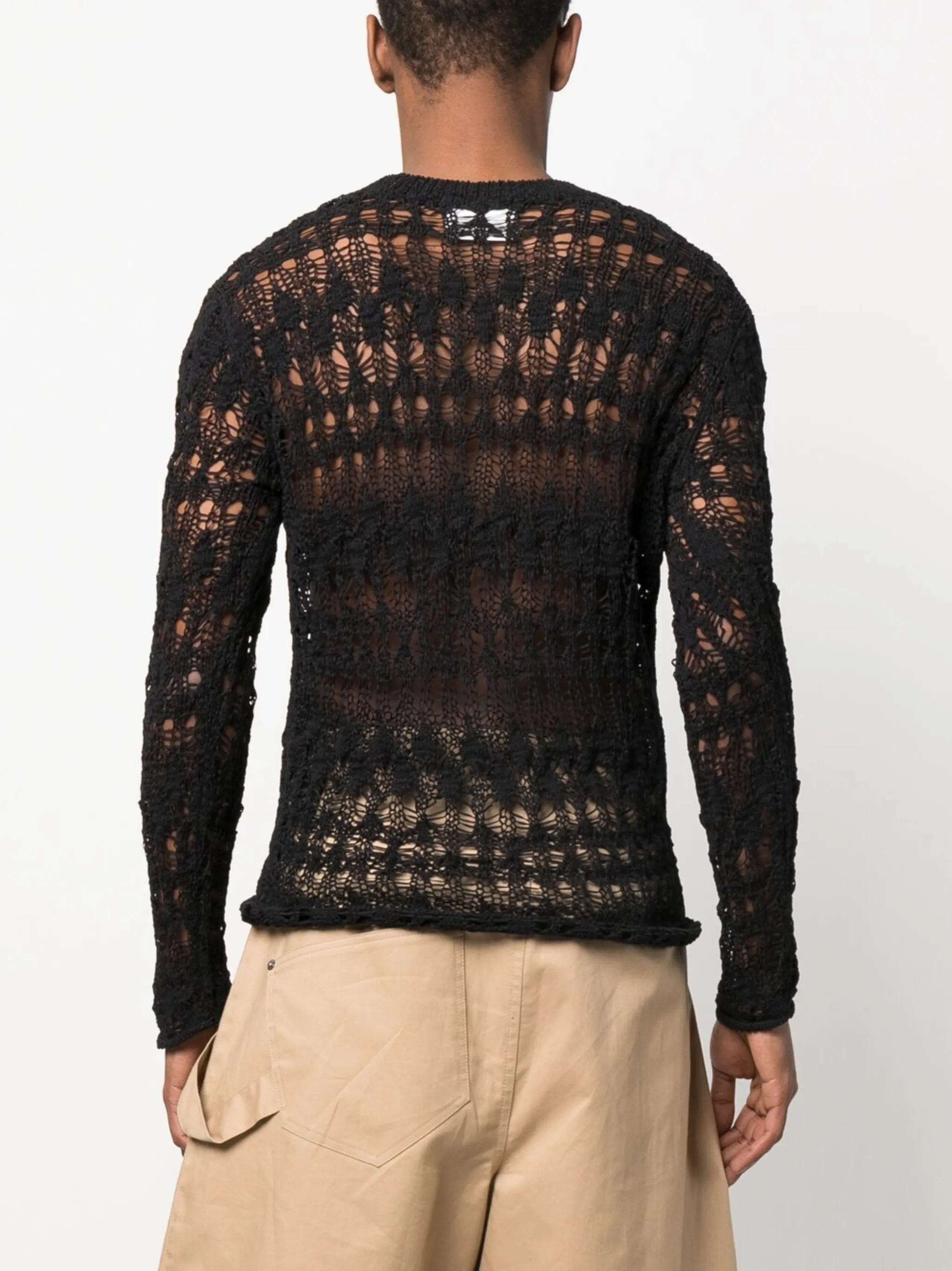 open-knit crochet jumper
