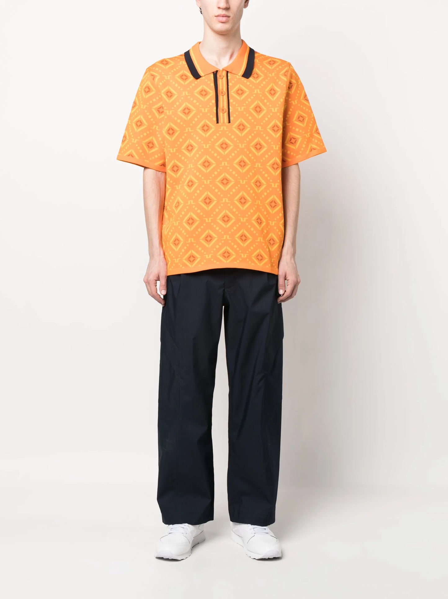 graphic-print polo shirt