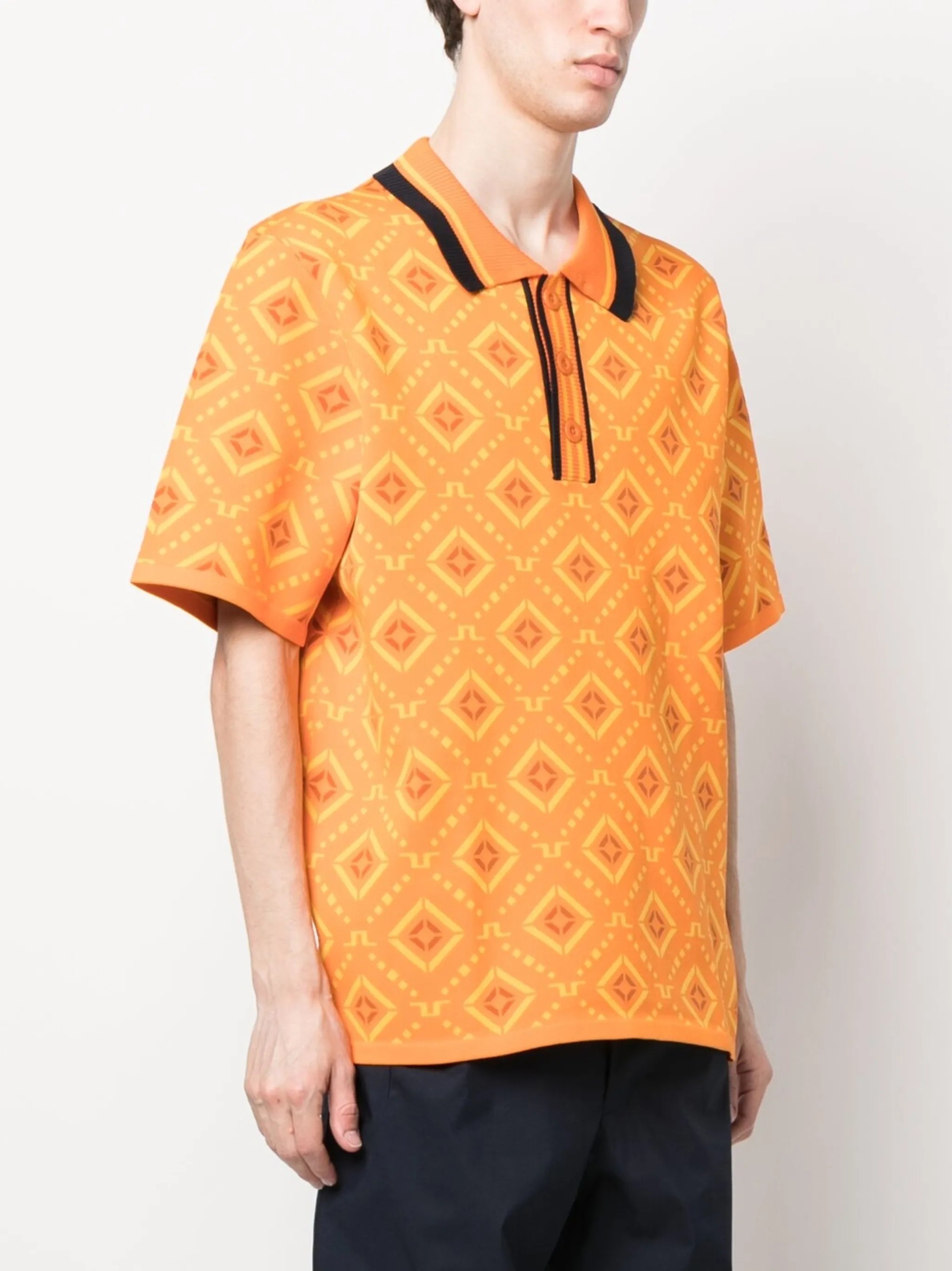 graphic-print polo shirt