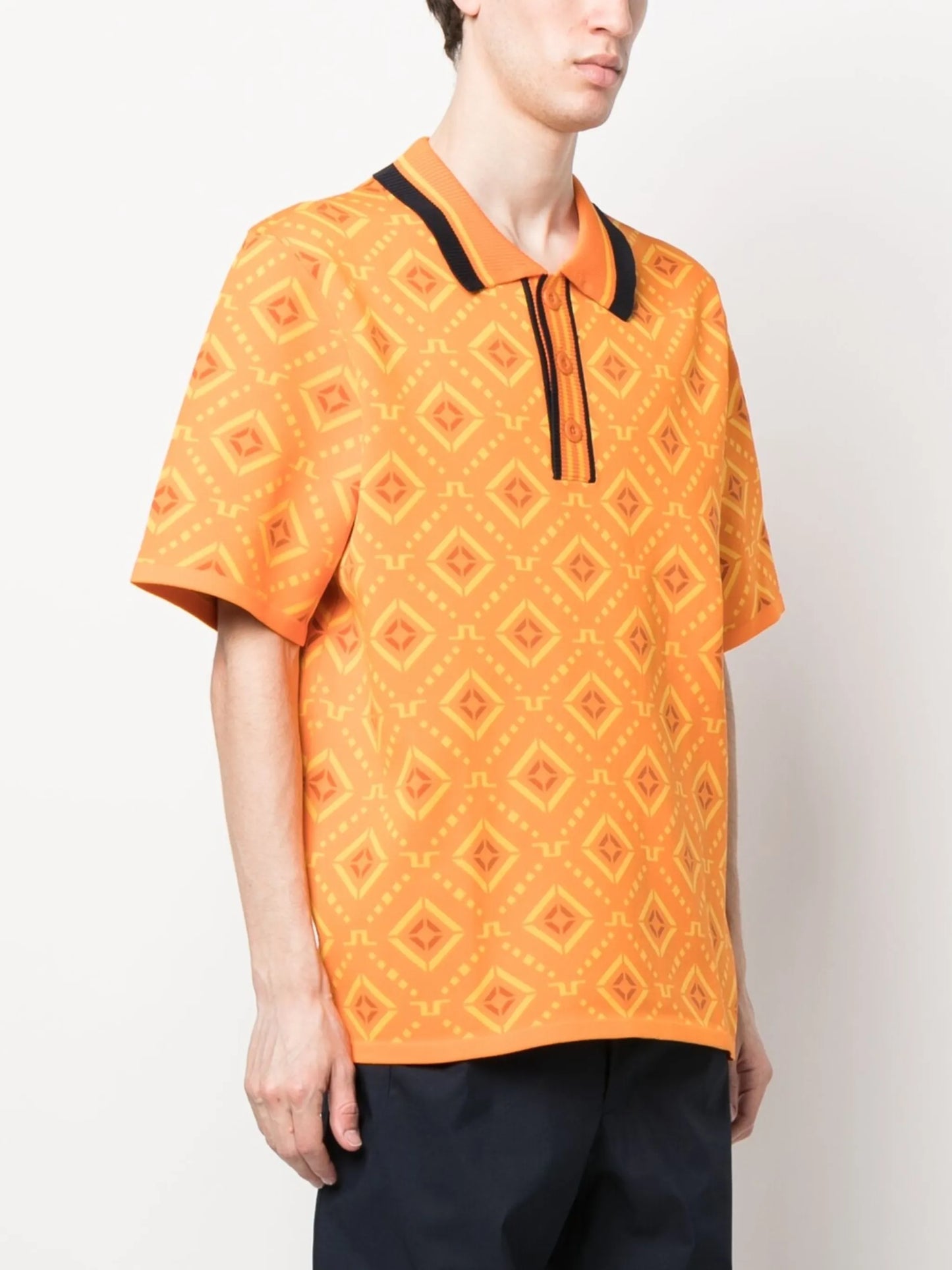graphic-print polo shirt