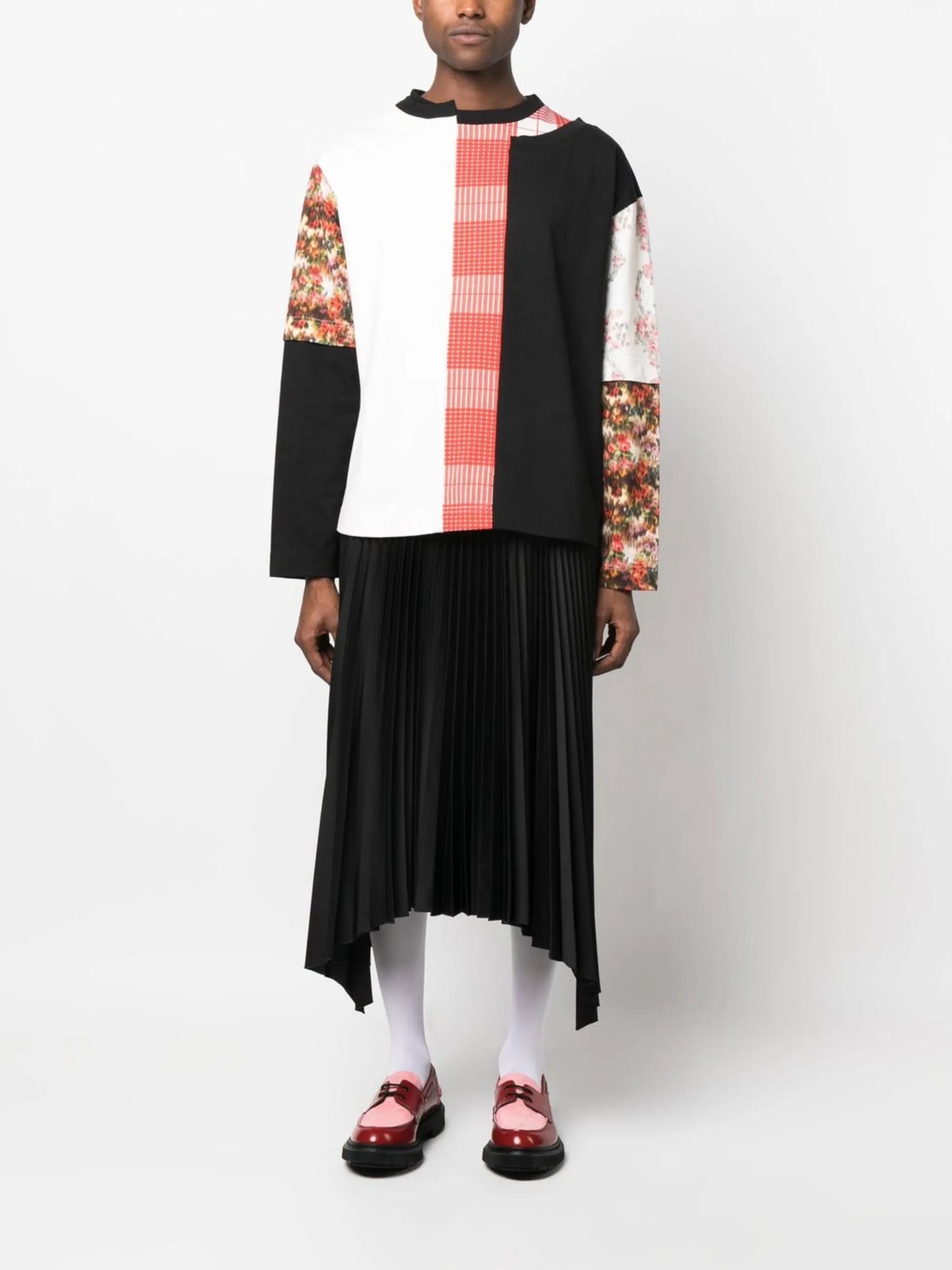 mix-print long-sleeve T-shirt
