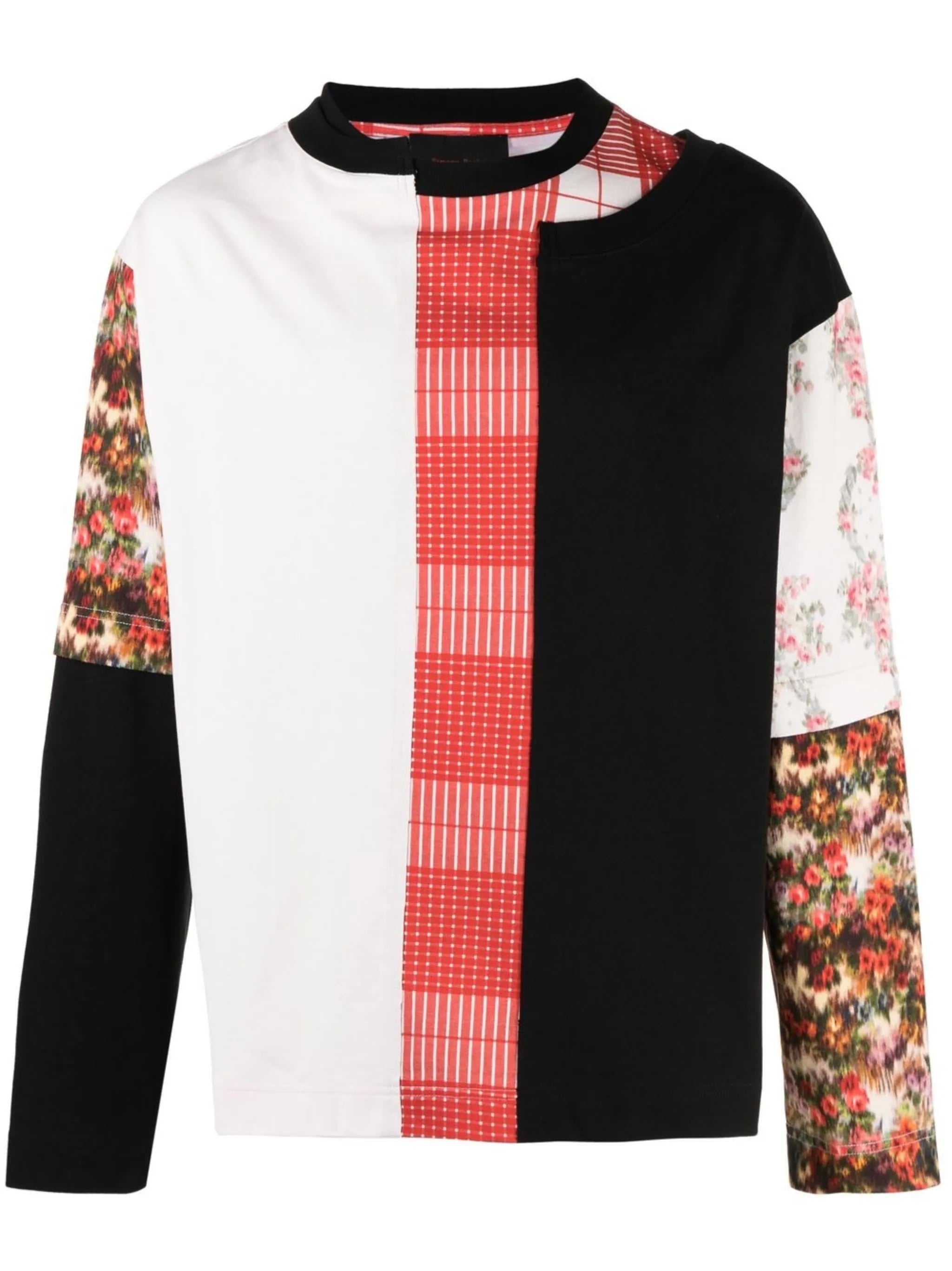 mix-print long-sleeve T-shirt