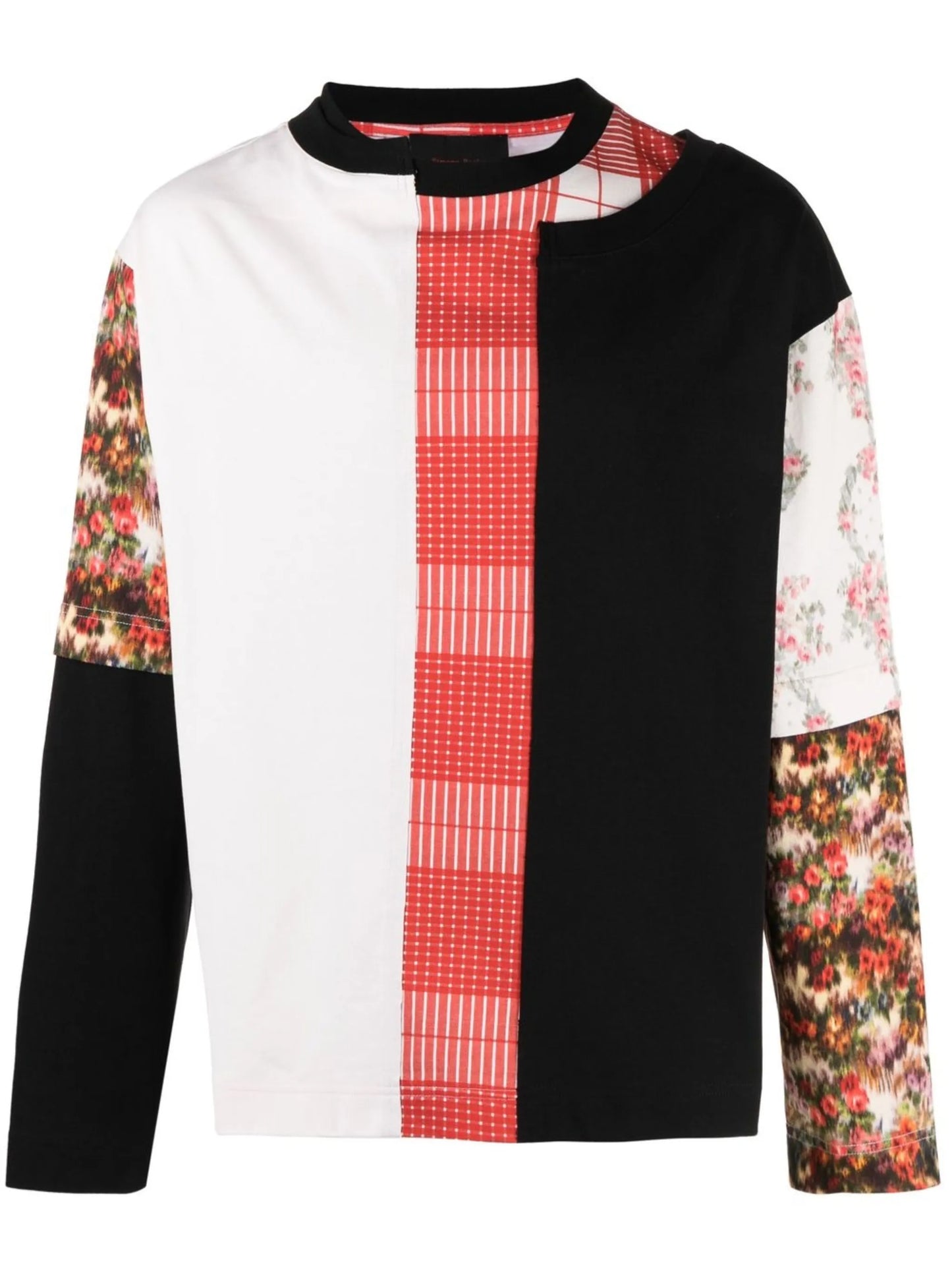 mix-print long-sleeve T-shirt
