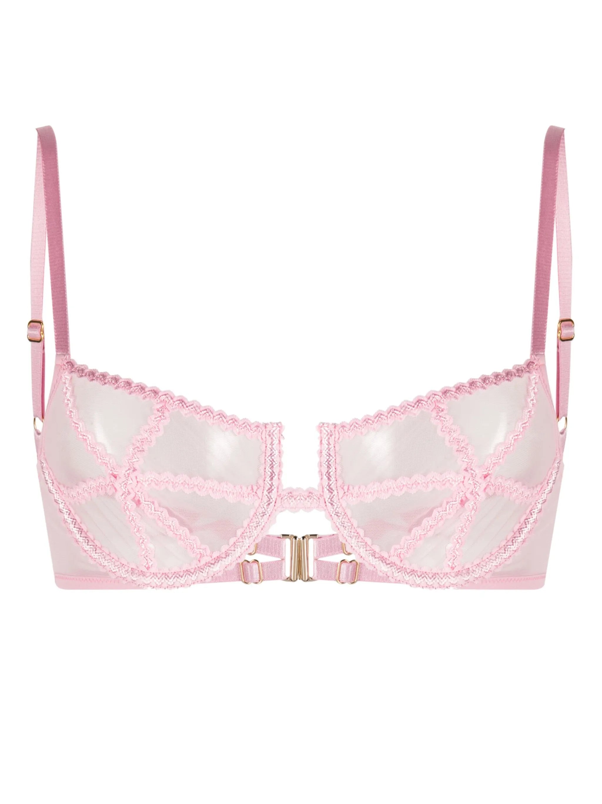 mesh-panelled underwire bra