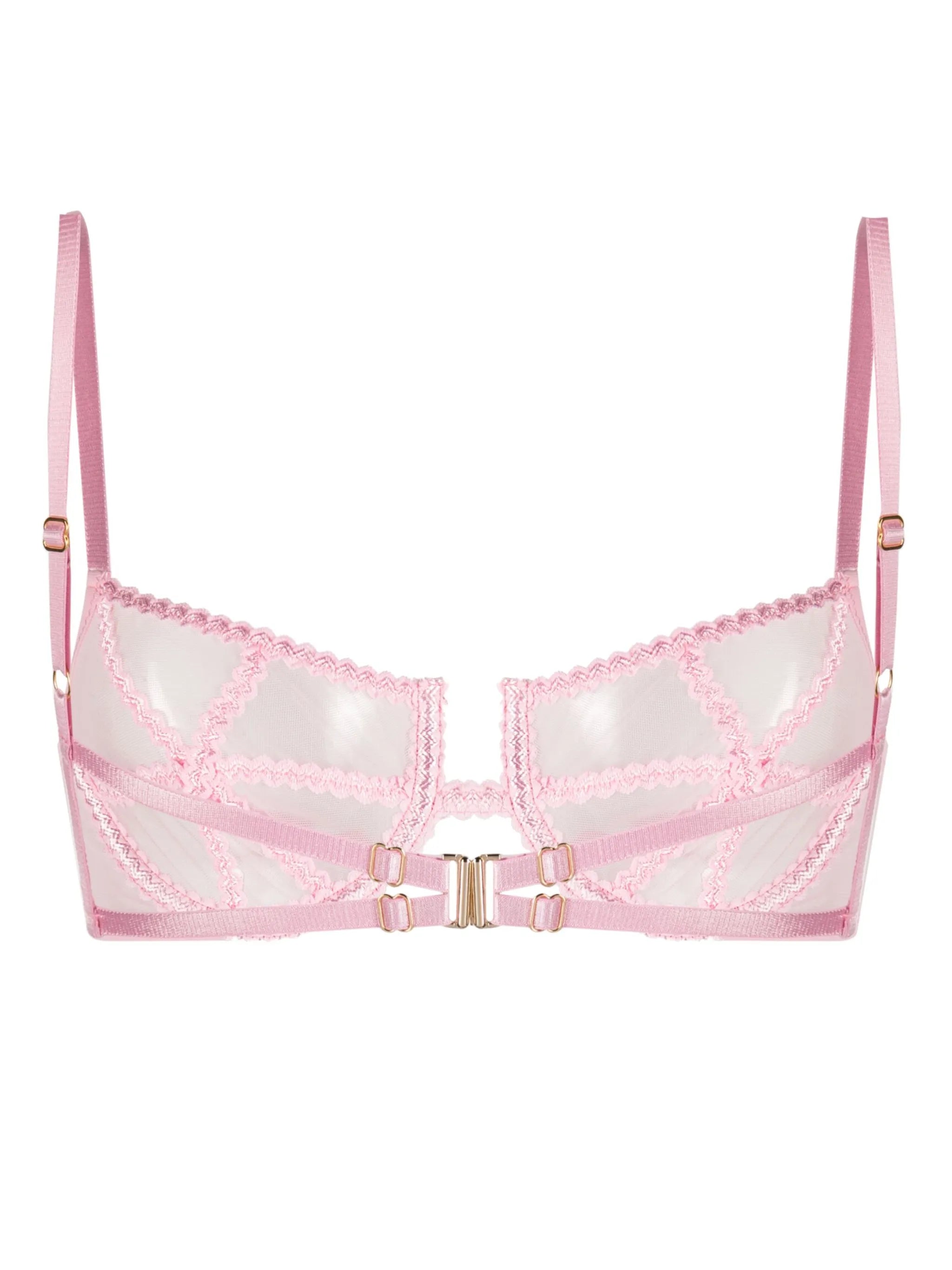 mesh-panelled underwire bra