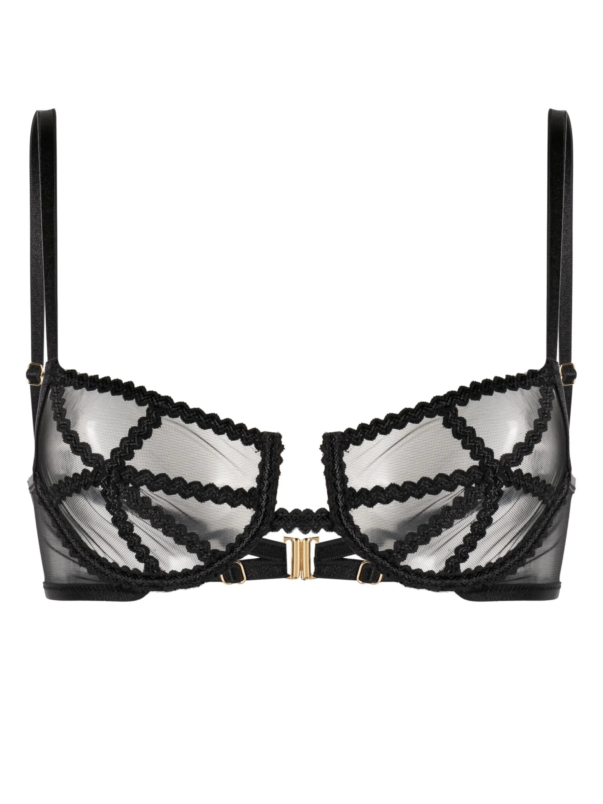 mesh-panelled underwire bra